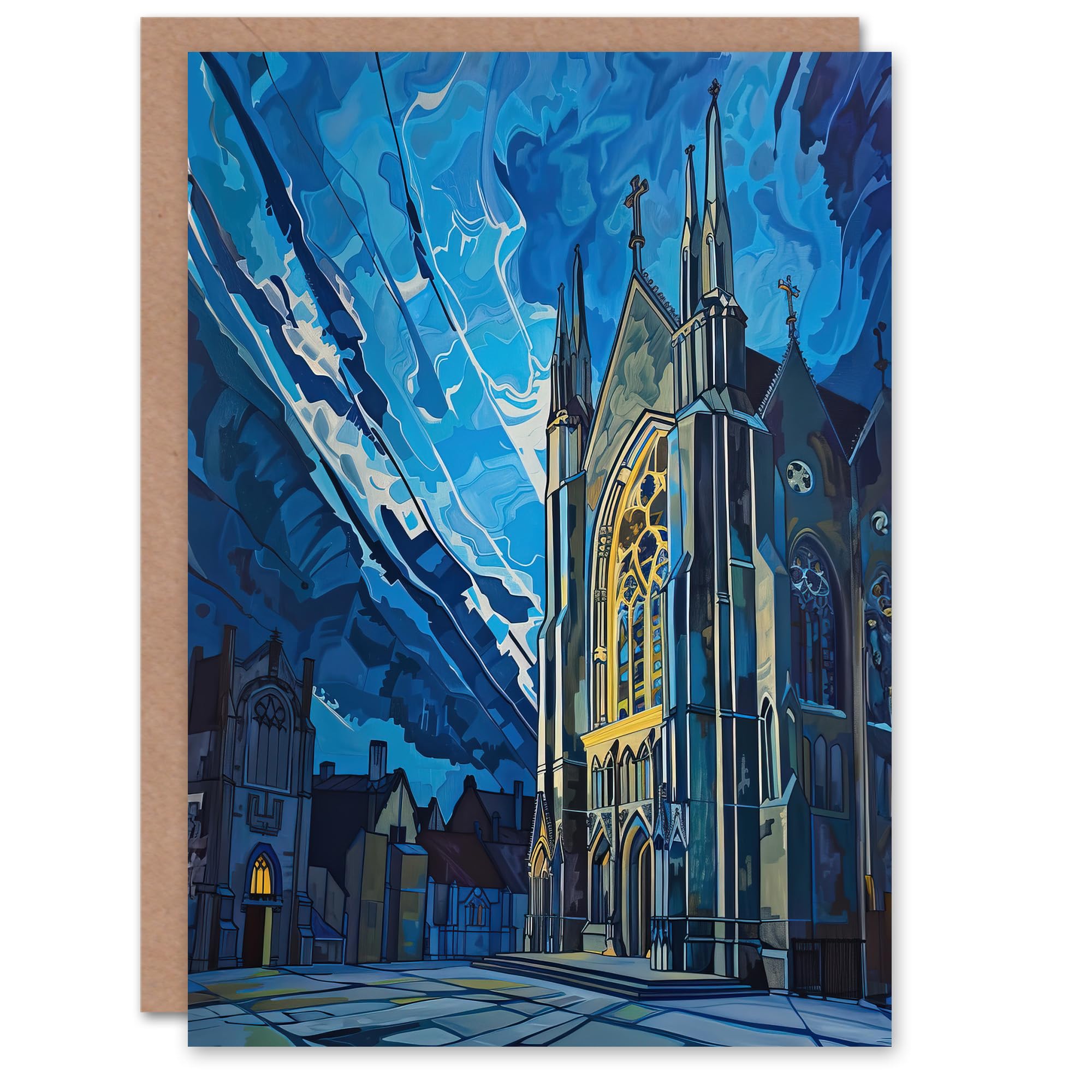 Artery8 Greeting Card York Minster Cathedral Night Concept Art Church Blank For All Him Or Her Art Birthday Card