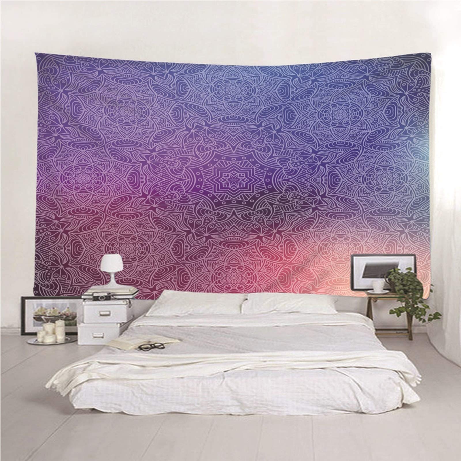 CEVAN Arazzo Parete Tappezzerie da Parete Motivo Mandala Arazzo Giapponese Letto Quadri su Tela Pittura Murale per La Decorazione Domestica Viola 240x220cm
