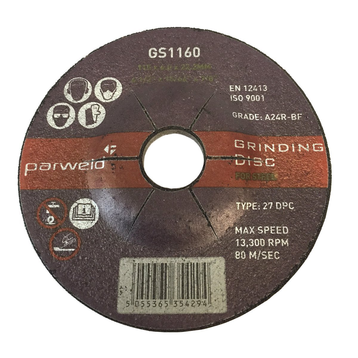 (100 unidades) Parweld 115 mm Discos de molienda para acero (115 x 6,0 x 22,2 mm) 4,5 "