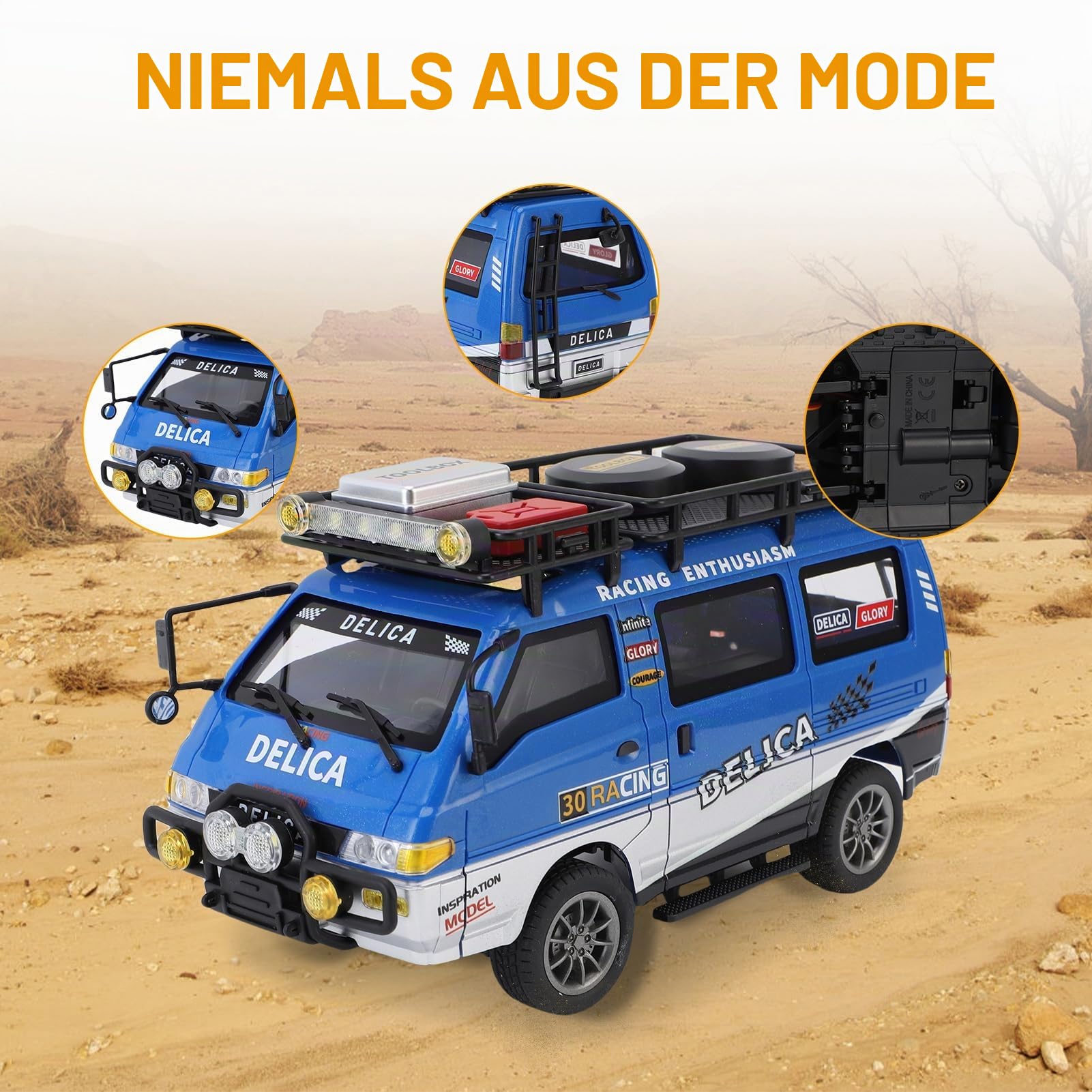 Ferngesteuertes Auto, 1:24 2,4G RC Auto mit LED-Scheinwerfern, Dual-Speed-Modus, 50 Minuten Lange Dauer, RC Car Spielzeugauto Geschenke (Blau 2 Batterien)