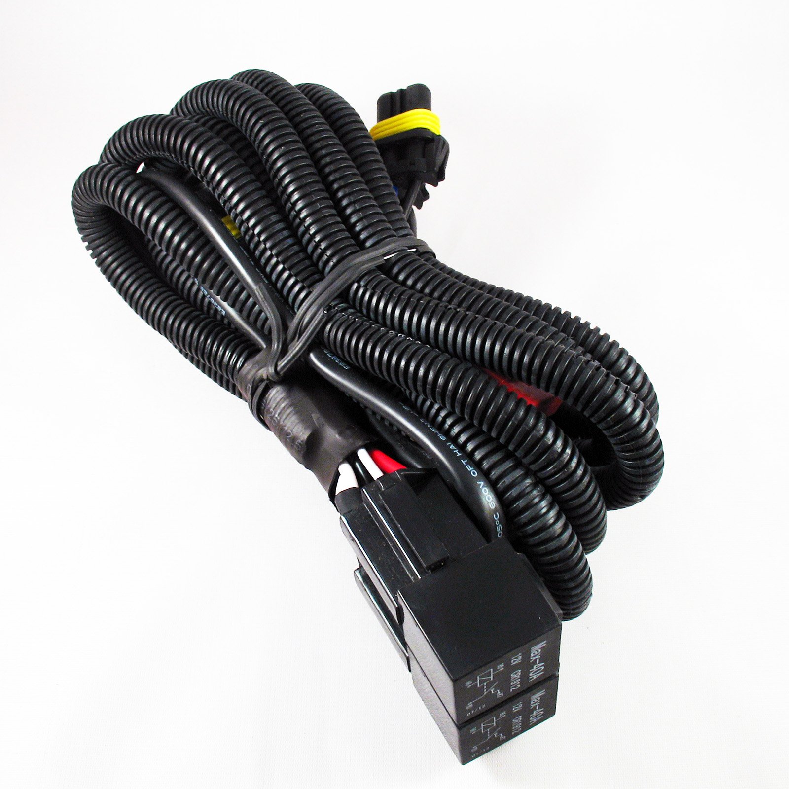 Premium HB3 HB4 H11 High Low Beam Quad Output Bixenon Relay Wiring Harness HID