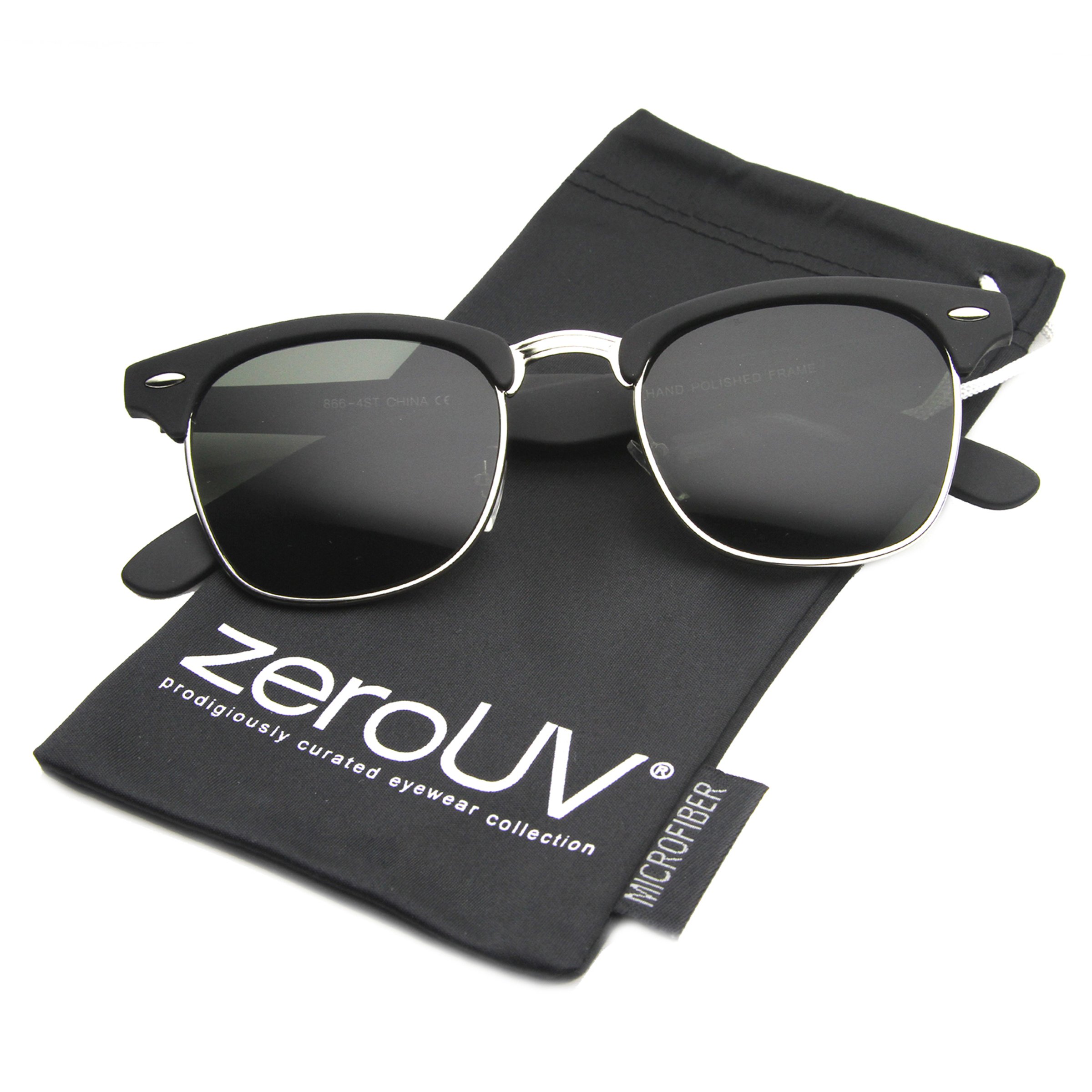 zeroUV Half Frame Semi-Rimless Horn Rimmed Sunglasses