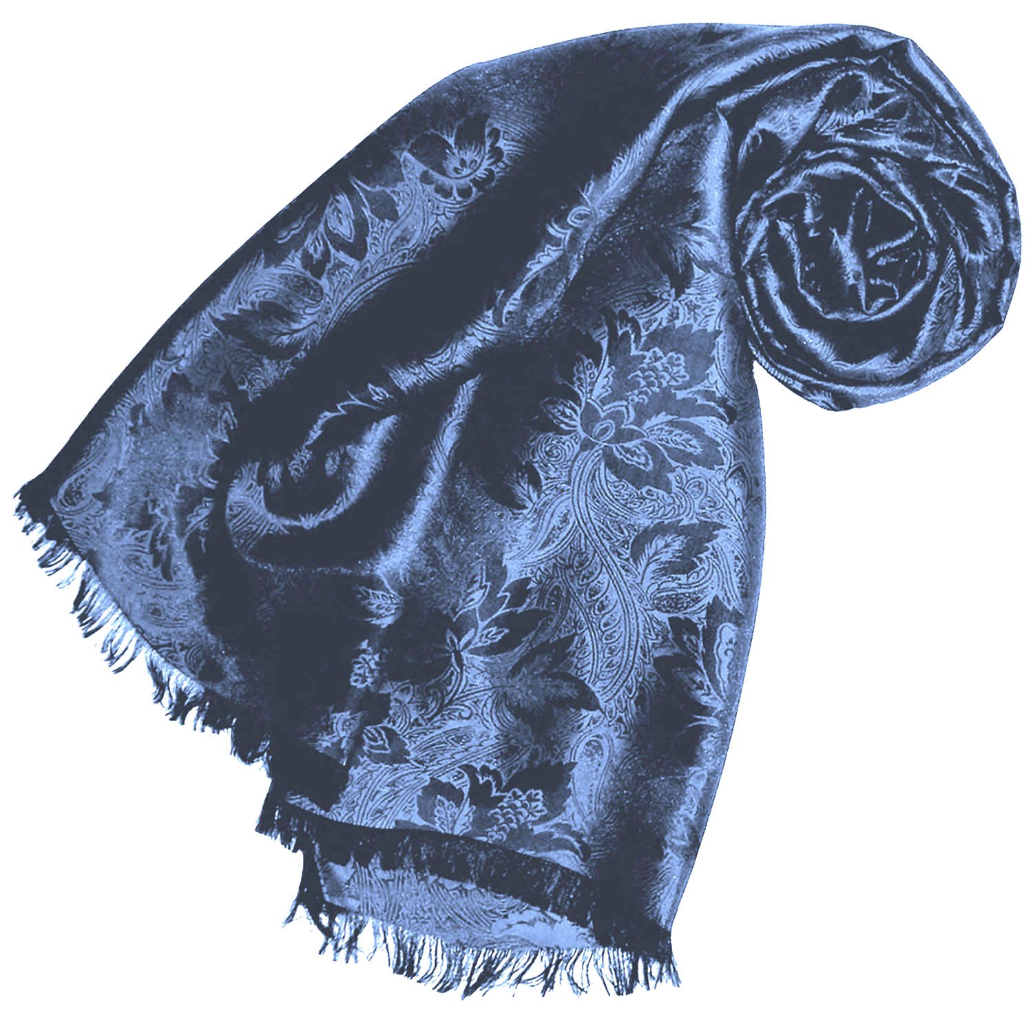 Lorenzo Cana 8915911 - Pañuelo de lujo para hombre (tejido de damasco, estampado floral de cachemira, 55 x 190 cm), color azul, azul, 55 x 190 cm