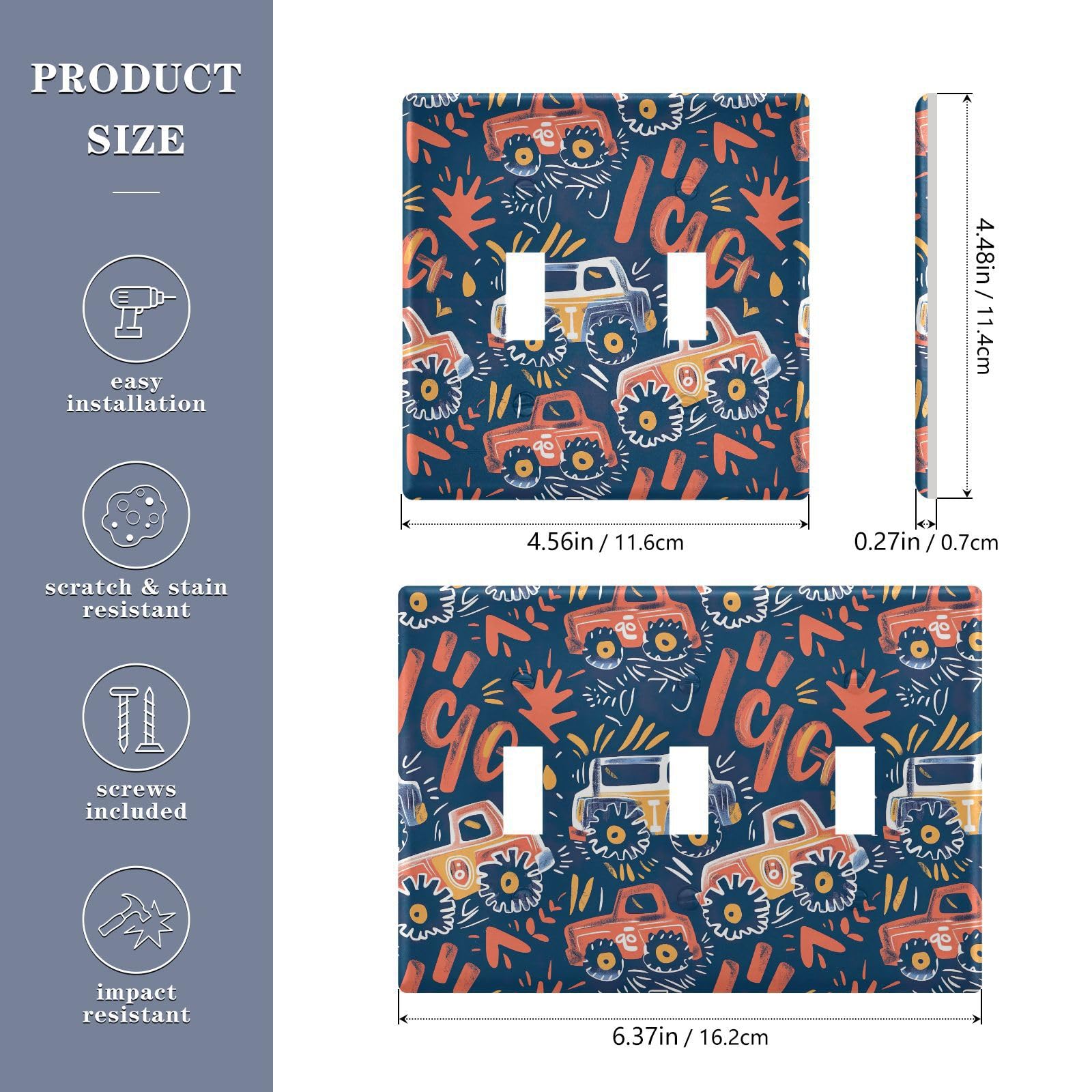 UMIRIKO Cartoon Car Light Switch Cover Plate Covers Decorative Double Toggle Home Decor 202b5349