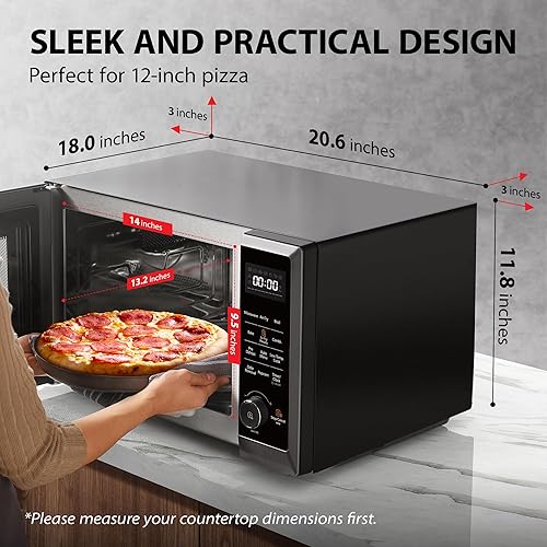 Miniatura 5 de TOSHIBA Combo de freidora de aire 8 en 1 horno microondas de encimera, con convección, asador, modo de eliminación de olores, tocadiscos con memoria