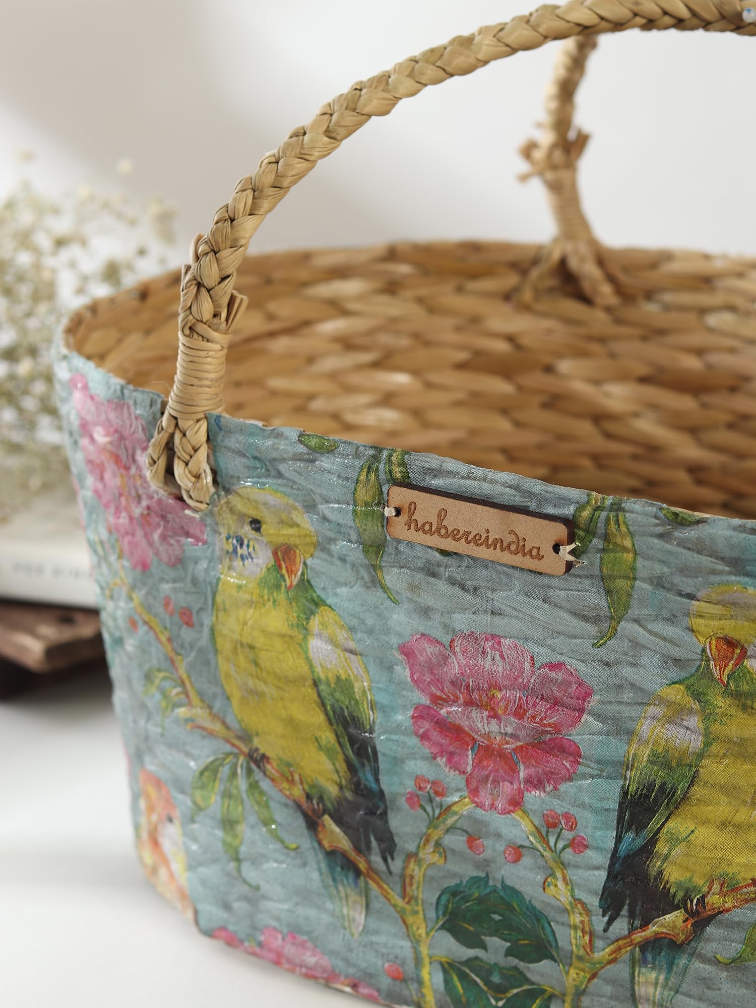 Habere India-All the Cultures Fabricating India Wicker Hamper Basket | Bamboo Basket | Cane Gift Hamper Baskets | Seagrass Shelf Organiser | Decorative Fruit Baskets (Design 05; L33 x W19 x H15 cm) — Amazon image 3