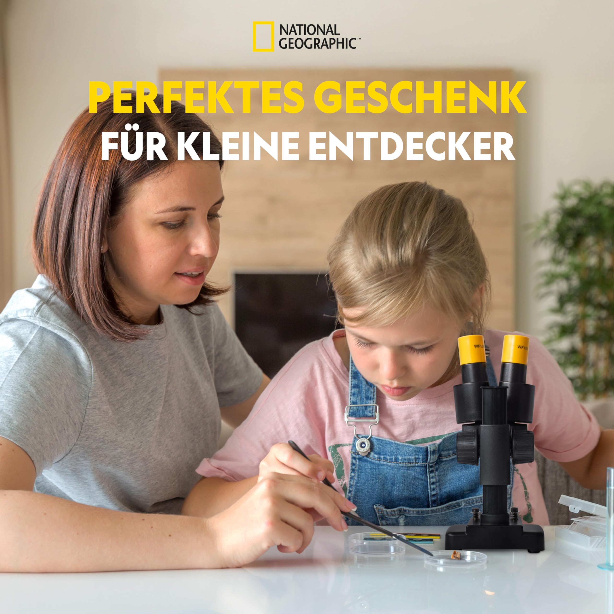 National Geographic Microscopio Stereoscopico 20x | Visione binoculare, Distanza interpupillare regolabile, 12 campioni minerali, Funzionamento a batterie, Per natura