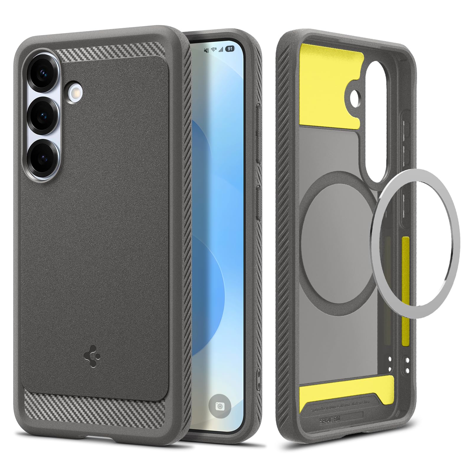 Spigen Rugged Armor MagFit | Samsung Galaxy S25 Case [MagSafe] [Flexible] Galaxy S25 Back Cover | TPU+PC - Marble Gray