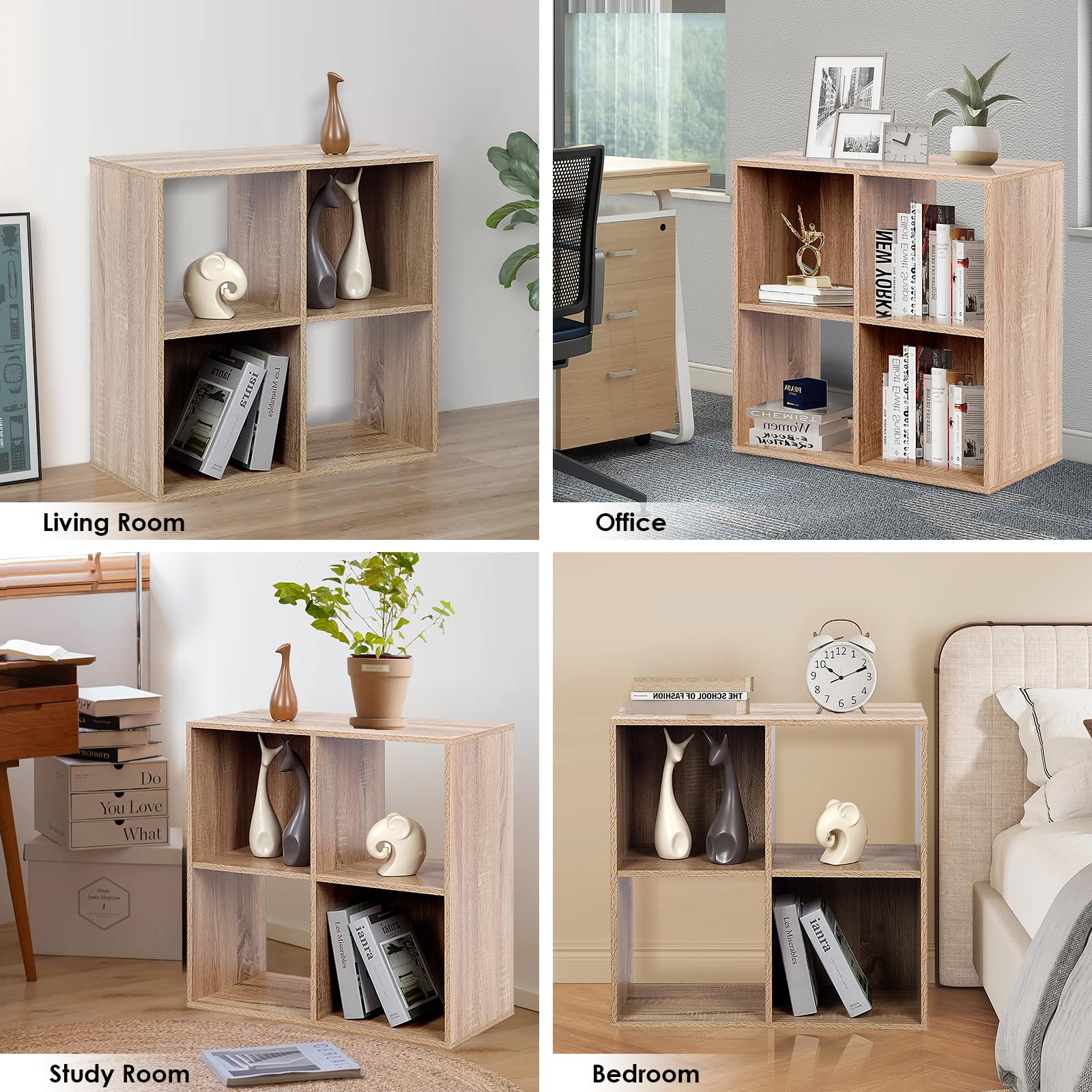 COSTWAY Libreria Multifunzionale A 4 Livelli, Scaffale A Scaletta Di Legno Con 2 Cassetti - Foto 2