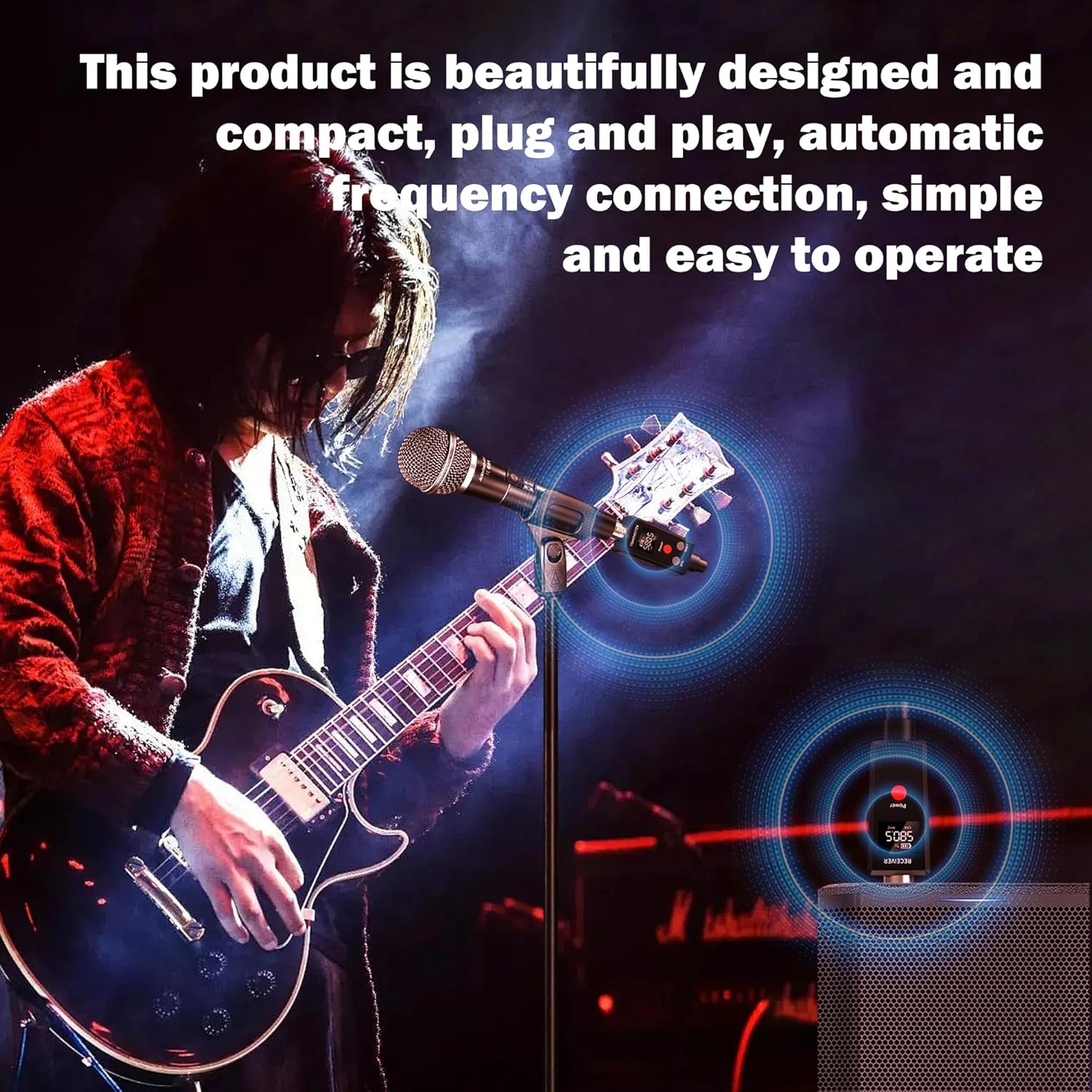 Wireless Microphone System 2.4GHz Wireless Plug-in XLR Dual Transmitter and Receiver for Dynamic Microphones, Mixers, PA Systems, 2 Transmitters to Microphones, Synchronized Transmission