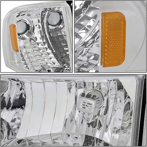 Miniatura 2 de DNA Motoring HL-OH-DR944P-CH-AM - Recambio de faros delanteros color ámbar cromado para Ram 94-02