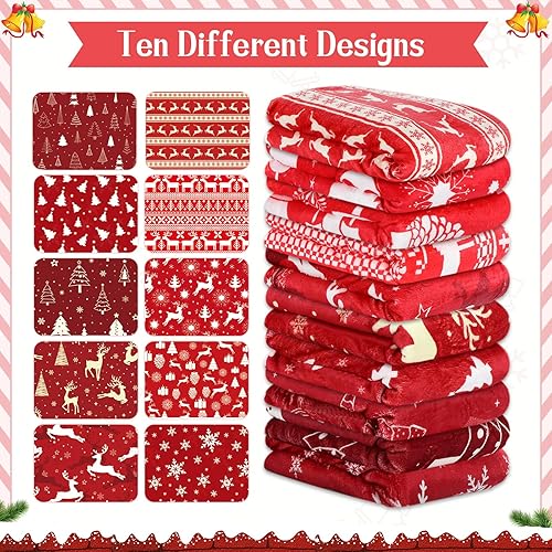 Miniatura 2 de Paquete de 10 mantas de vellón de 50 x 60 pulgadas, acogedora manta de felpa mullida cálida y suave para sofá, cama y hogar (estilo clásico)