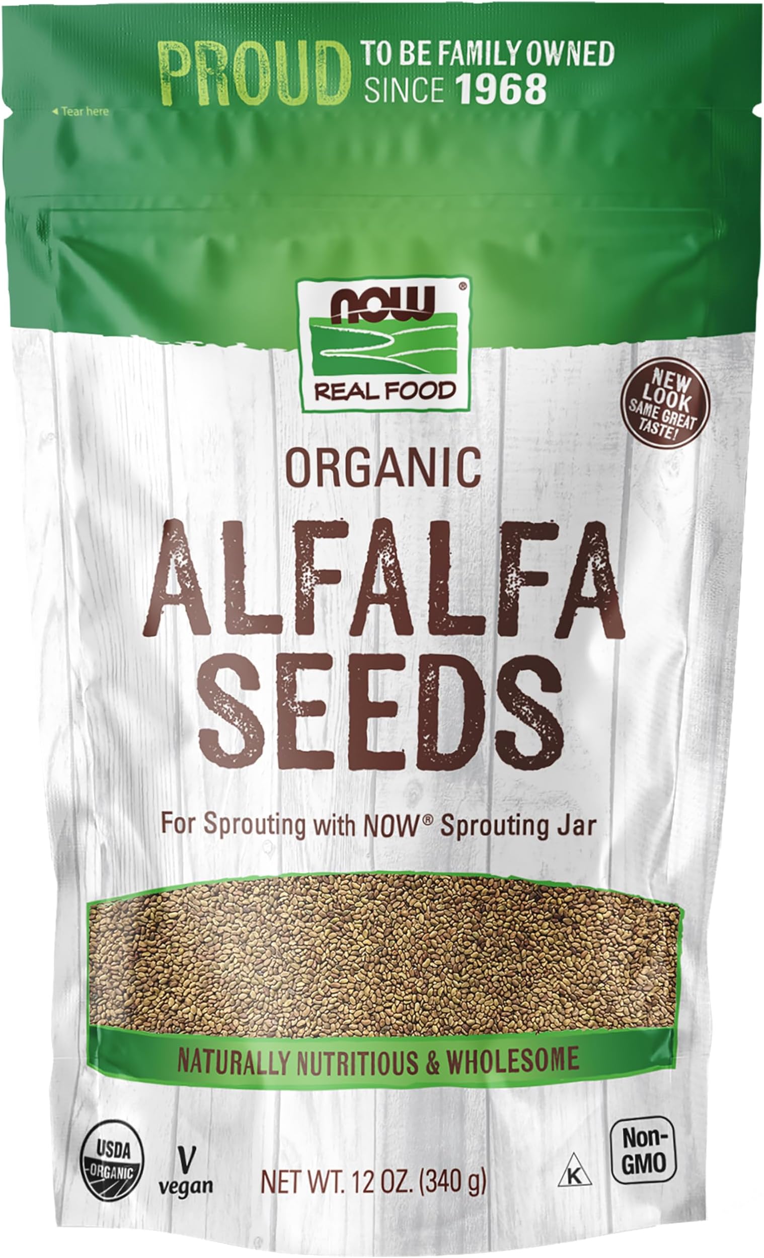 Organic Alfalfa Seeds For Sprouting, Grown in the USA, Certified Non-GMO, 12-Ounce (Packaging May Vary)