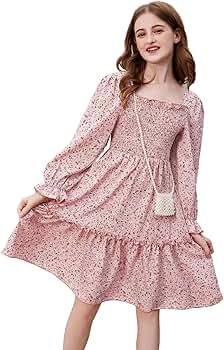 ワンピース Ruffle Sleeve Dress 6y Amazon.com: Funnycokid Girls Dresses Flower Outfits for Kids Size