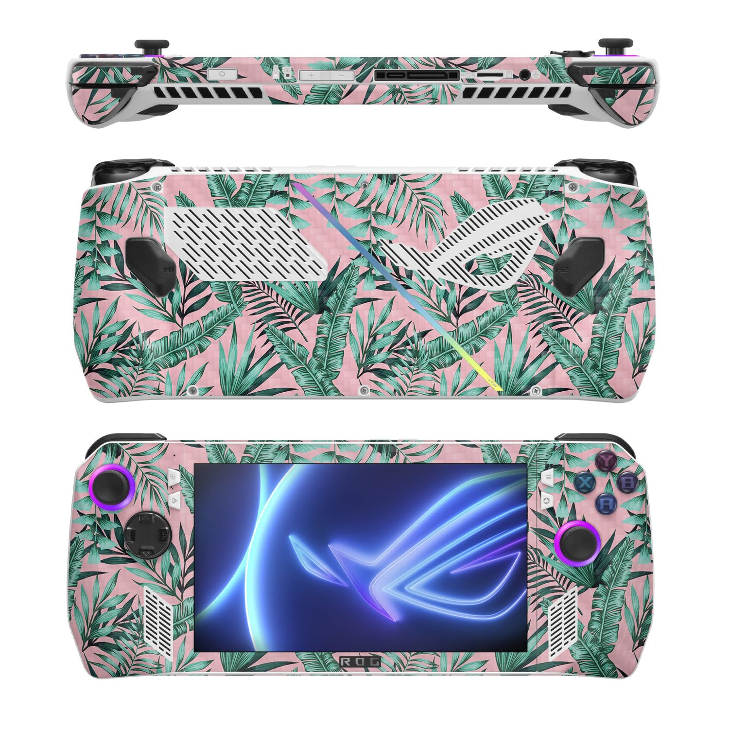 MightySkins Carbon Fiber Skin Compatible with Asus ROG Ally - Two Tone Tropical | Protective, Durable Textured Carbon Fiber Finish | Easy to Apply