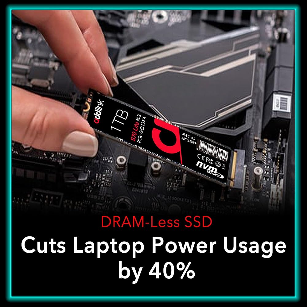 Addlink S70 1TB NVMe PCIe Gen3 x4 M.2-2280 Internal Solid State Drive thumbnail 5