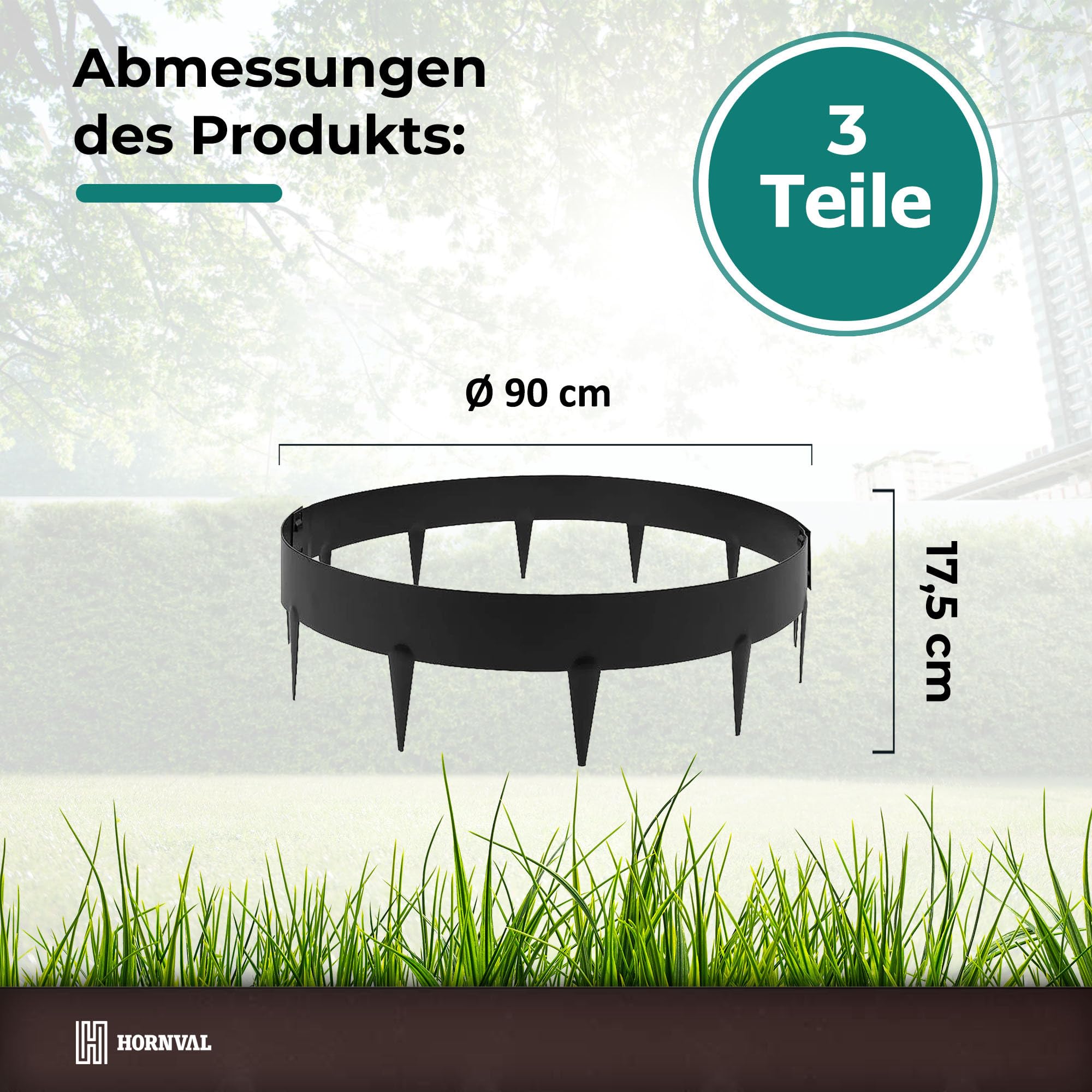 Baumumrandung mit Dornenrunde Rasenkante aus beschichtetem StahlblechBronzeMatt in DREI Farben und in Zwei Größen erhältlich O2B 0 9 m 5907662638198