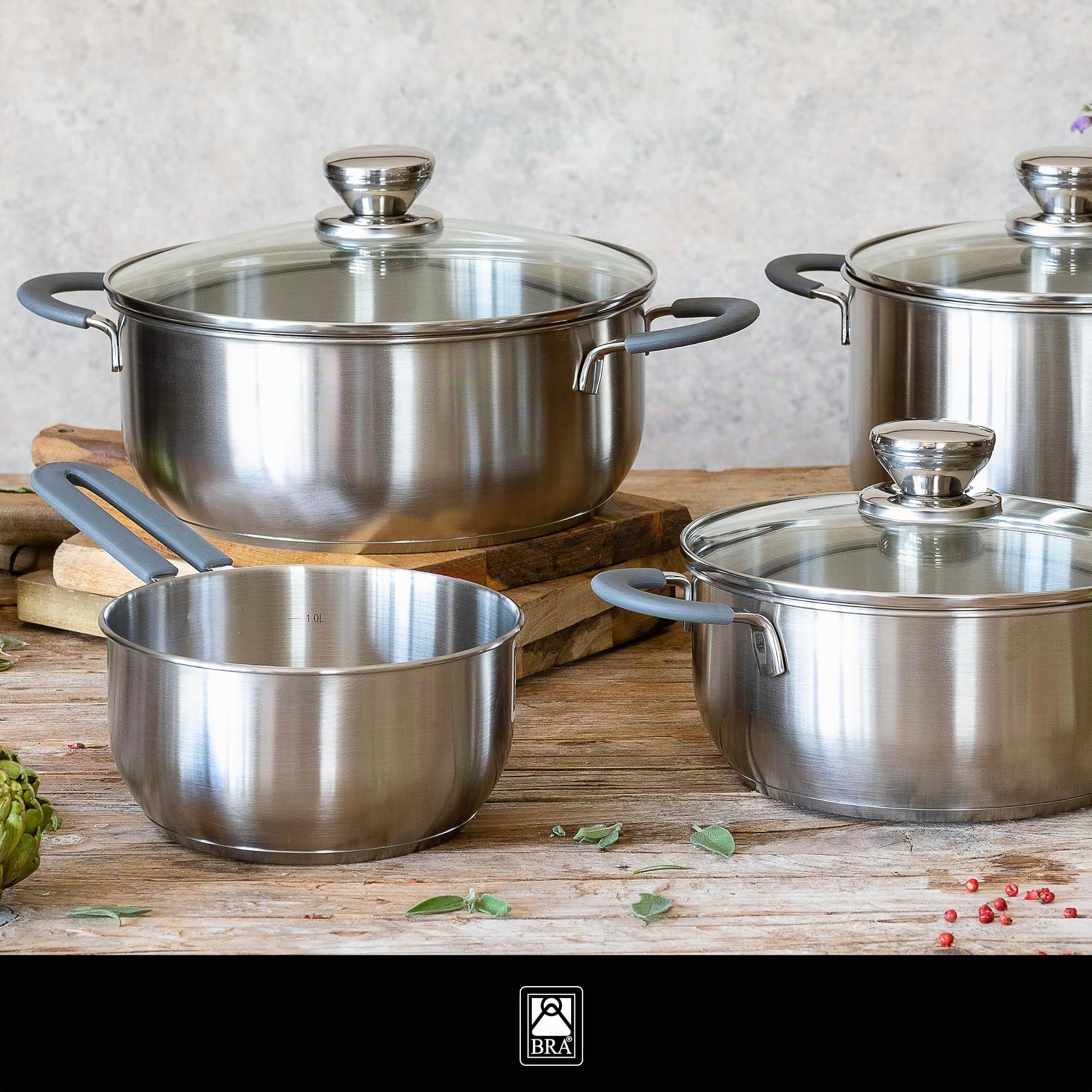 BRA Master | Rustidera 26 cm, Acero Inoxidable | Acero Inoxidable, Sin Antiadherente, Sin PFOA, Apta para todo tipo de Cocinas, Asas Acero Inoxidable recubiertas de Silicona