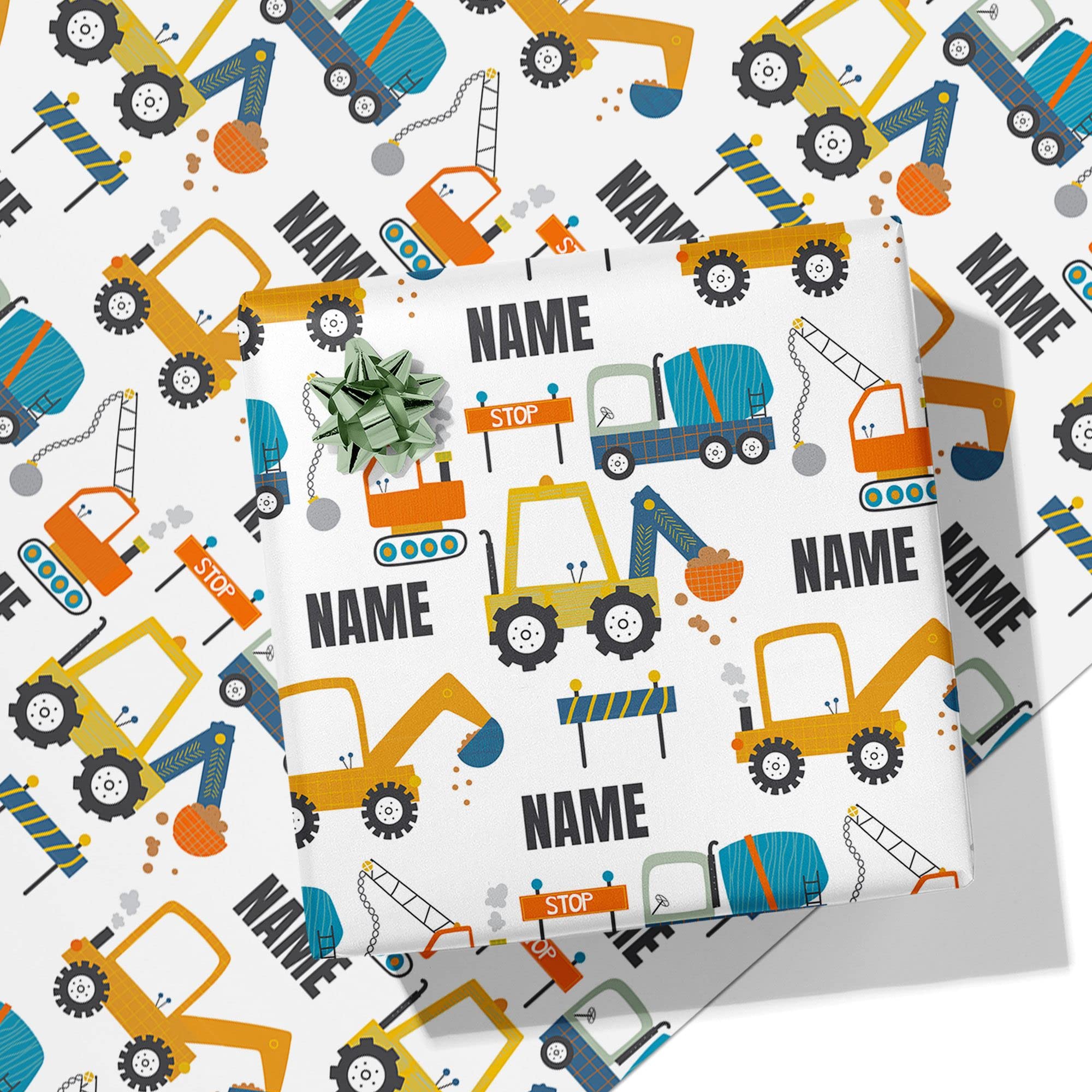 Printster Digger Personalised Wrapping Paper - Add Any Name-5m Roll - 594mm x 5000mm