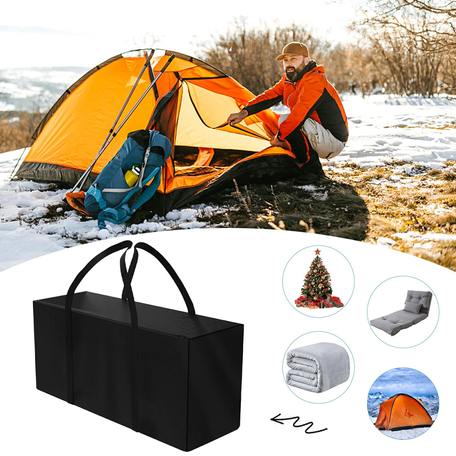 Sac de Rangement, Taille XXL, pour Coussins de Jardin, imperméable, Sac de Transport, Robuste, Oxford 600D, pour Coussins de Jardin, Sapin de Noël (130 x 40 x 55 cm)…
