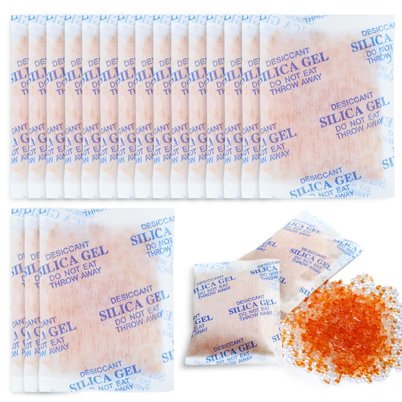 Gigmeta 20 g x 20 Pcs Bolsas de Gel de Sílice Deshumidificadoras con Indicador Naranja/Verde