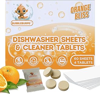 Dishwasher Detergent Sheets & Machine Cleaning Tablets COMBO, 3-in-1 Detergent, Rinse Aid, Deodorizer + Machine Cleaning Tablets, Biodegradable, Plastic Free, No Mess, Use in Dishwasher or Sink