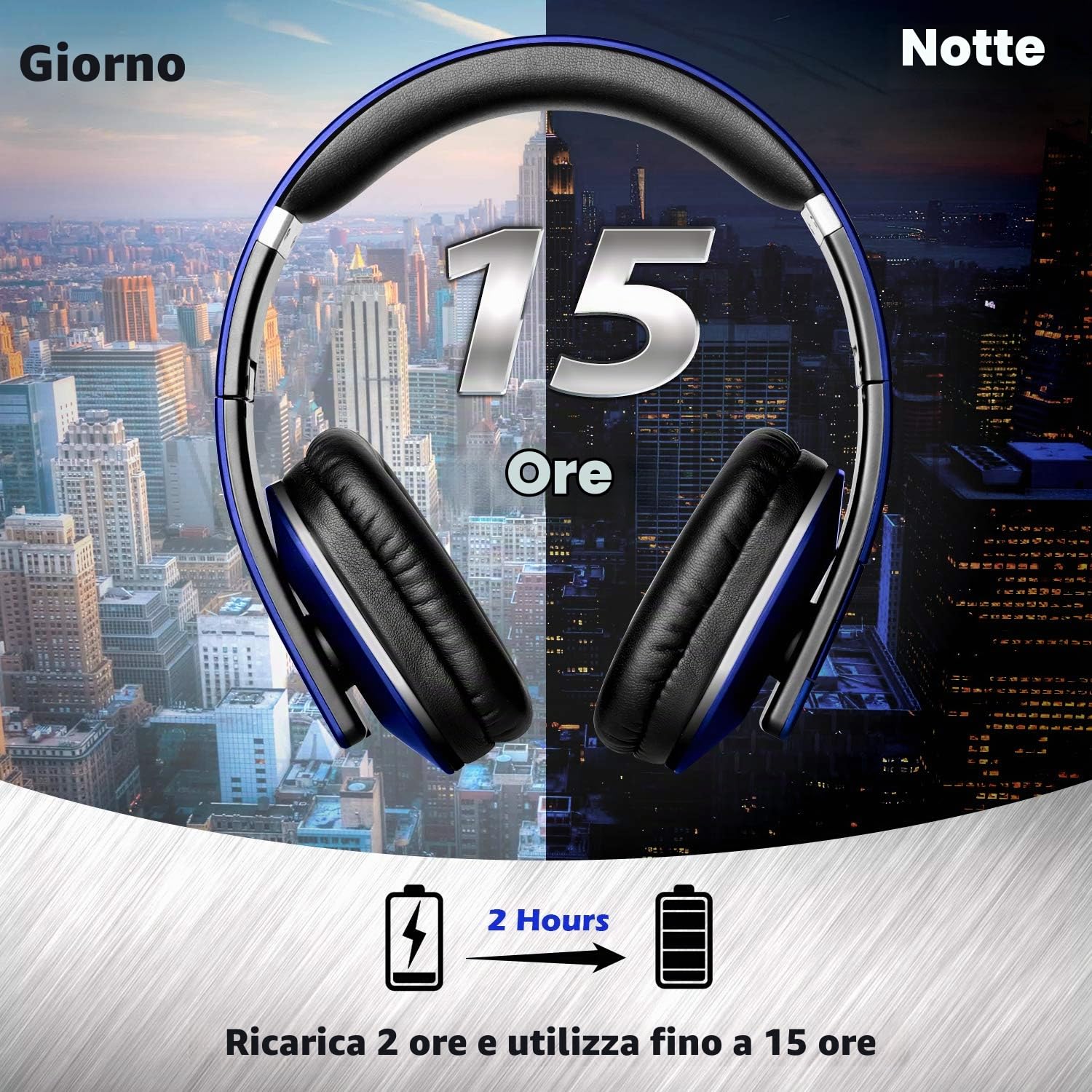 August EP650, Cuffie Bluetooth Senza Fili v4.2, Sterero Auricolare Wireless Bluetooth con NFC aptX e Funzione Multipoint, Blu