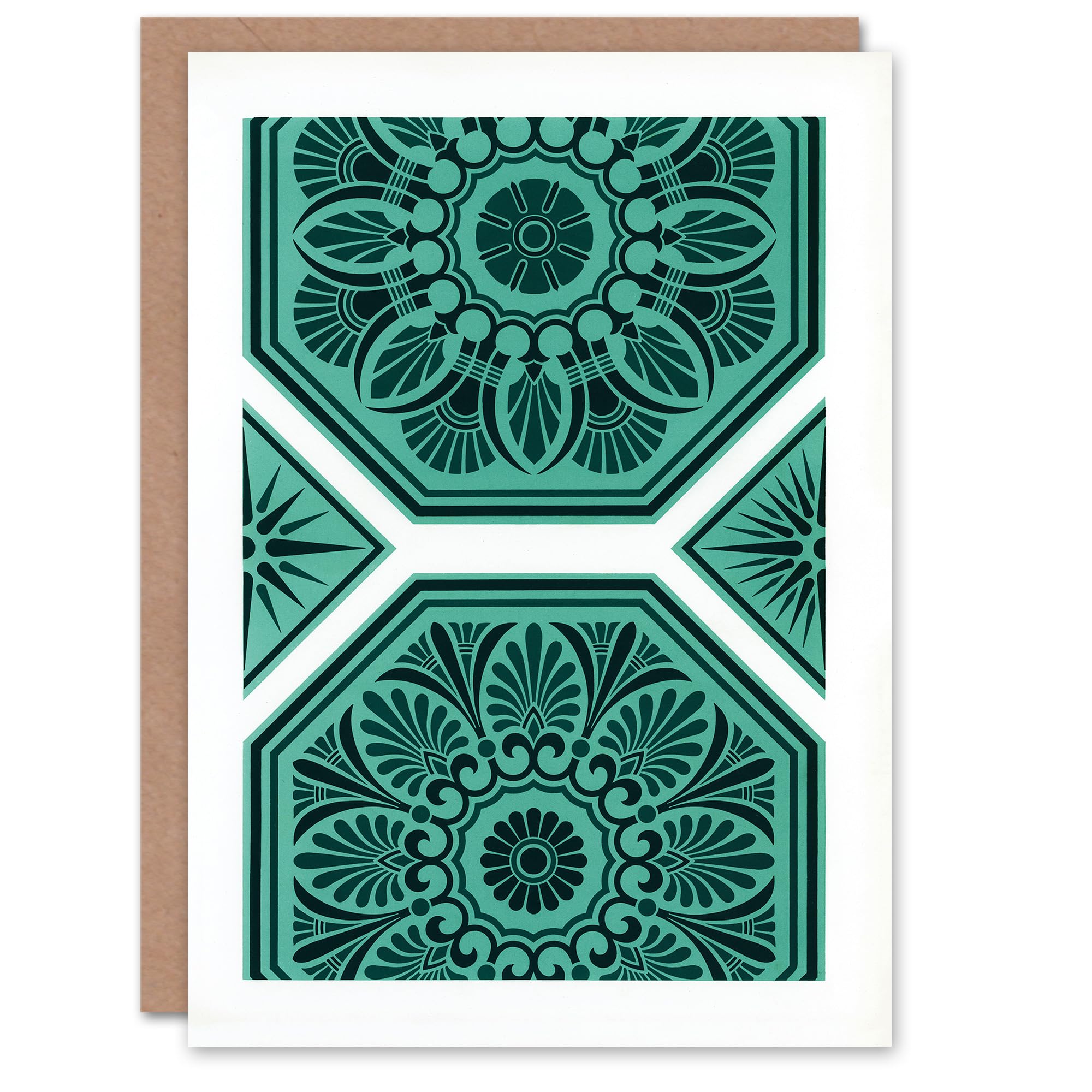 Artery8 GA and MA Audsley Art Card Teal Blue Greek Antique Pattern