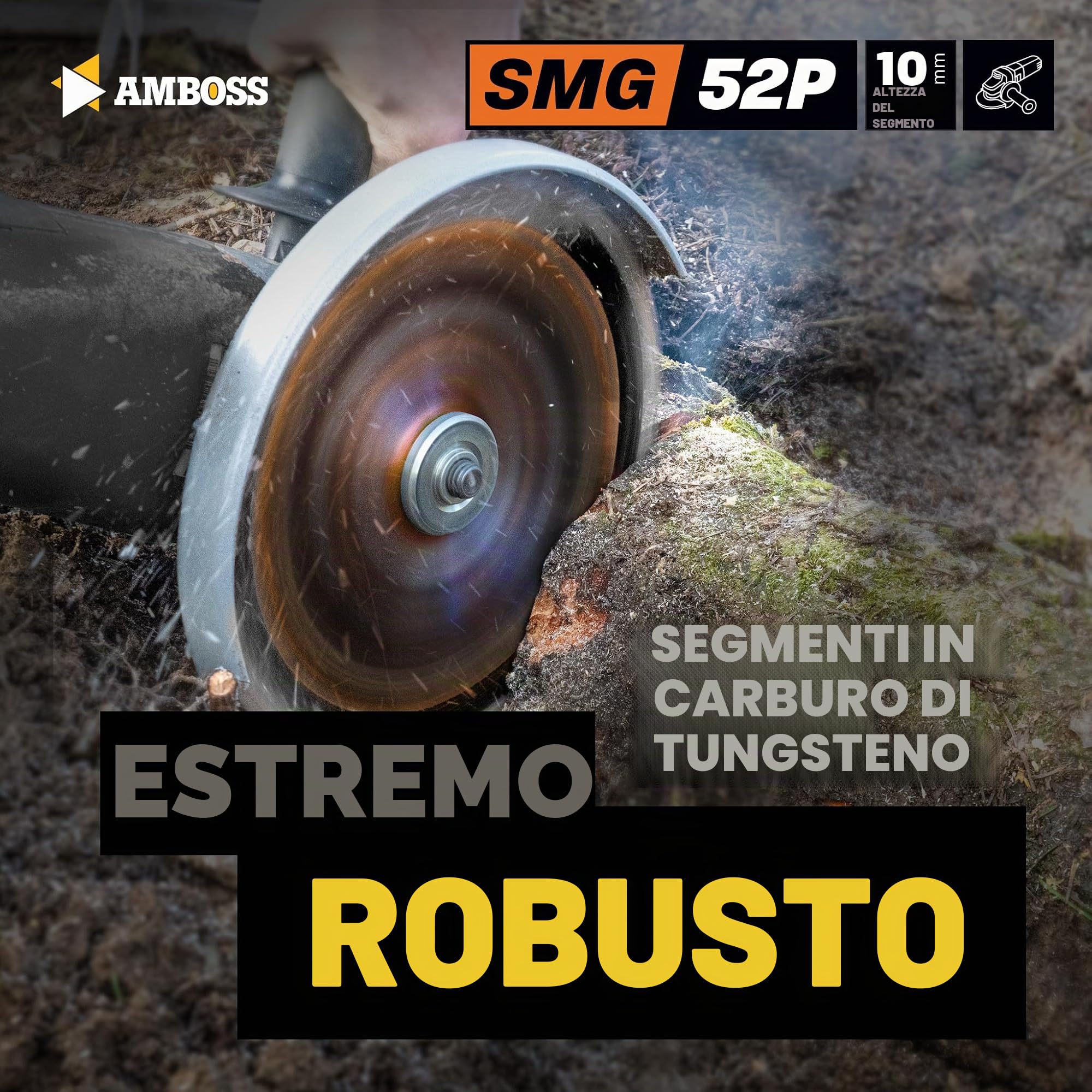 Amboss, SMG 52P, disco diamantato da taglio, per radici e tronchi d'albero, legno, gomma dura, asfalto, Ø 125 mm x 22,2 mm, 1
