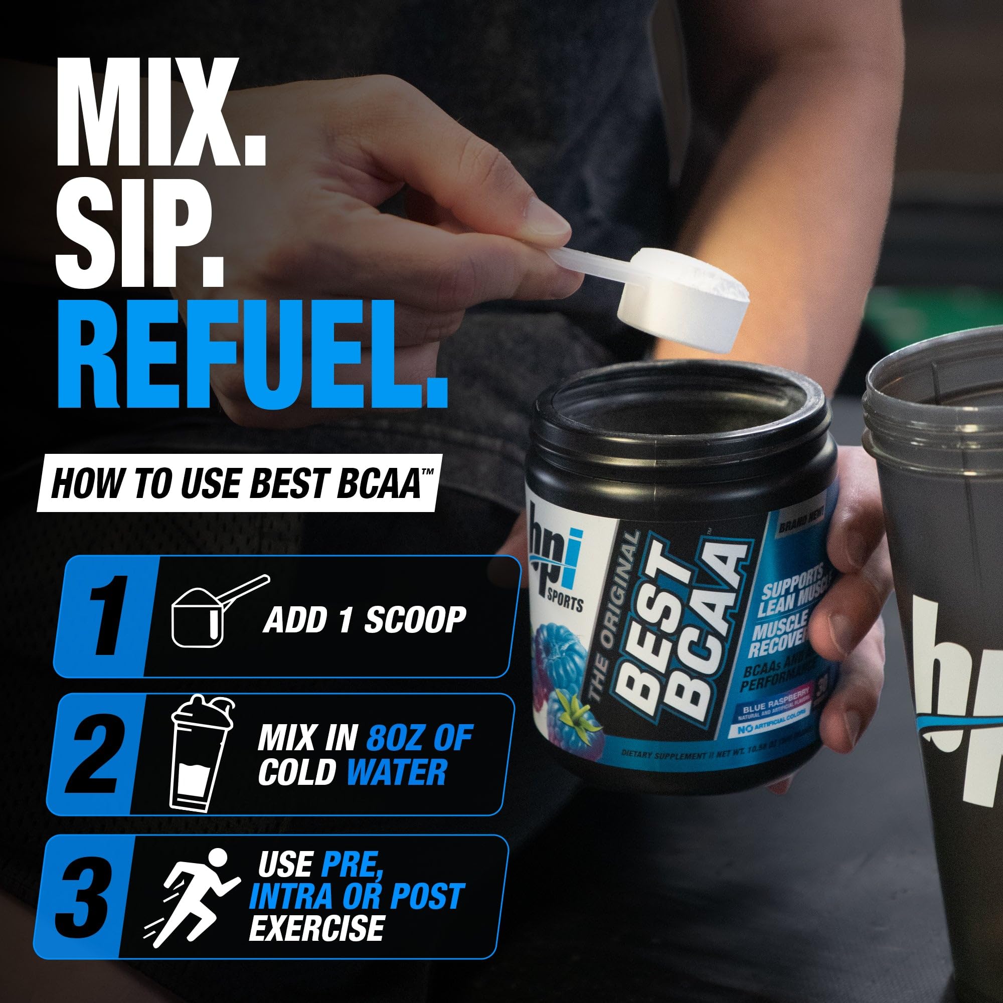 BPI Sports Best BCAA Powder – Hydration, Blue Raspberry, 30 Servings — Amazon image 6