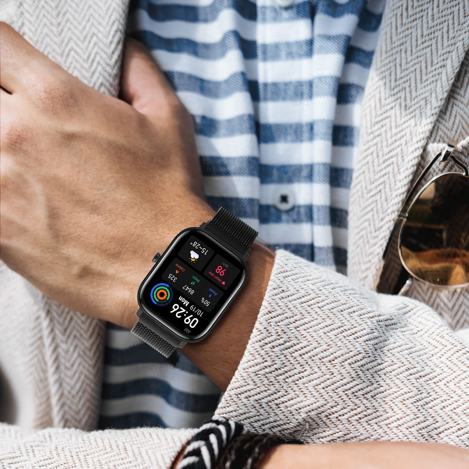 Edelstahl-Armband Für Amazfit GTS 3, GTS 2, GTR 42mm & Mehr – Silber/schwarz, 20mm Anschluss
