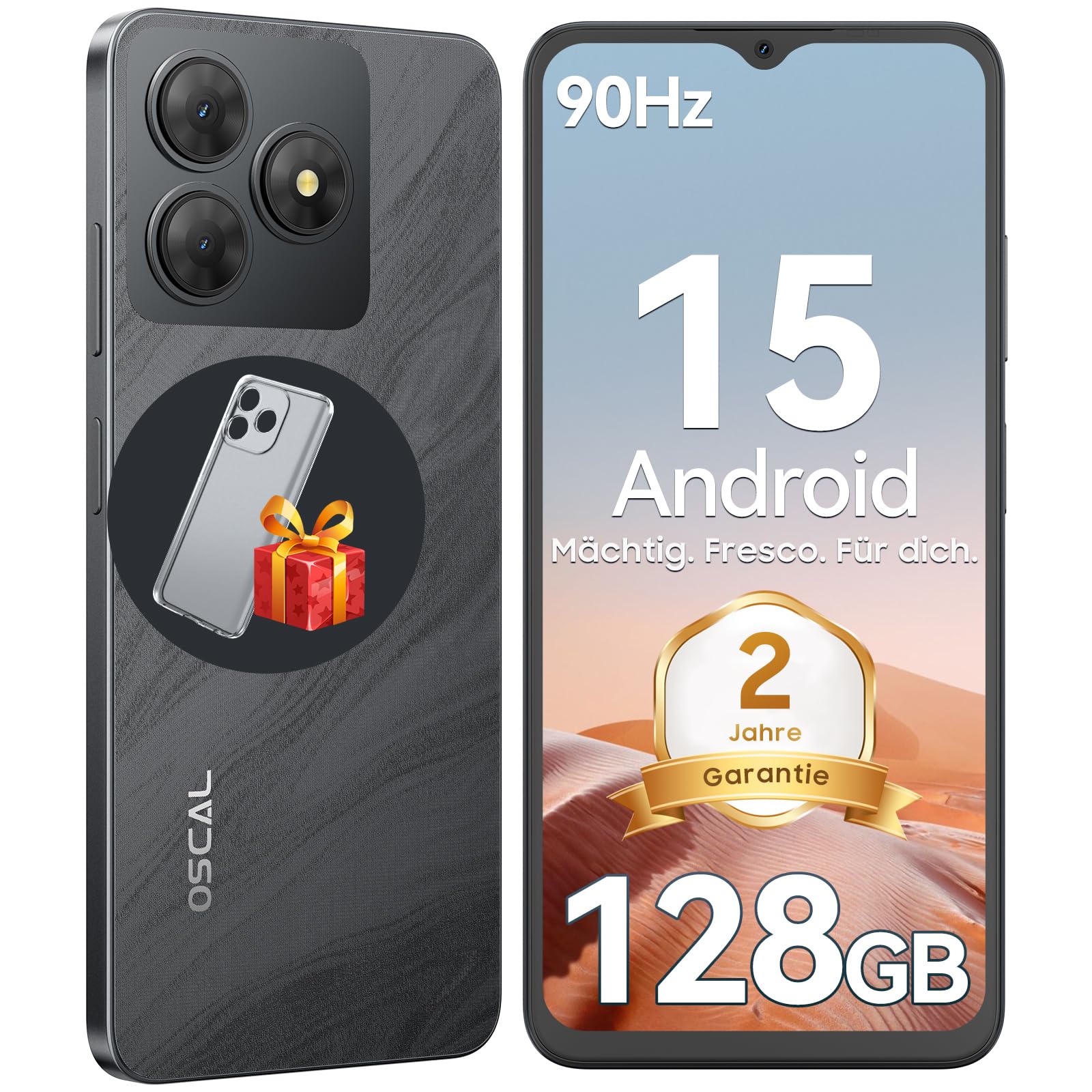 OSCAL Flat 2 Handy Ohne Vertrag, Android 15, 12GB+128GB/2TB TF