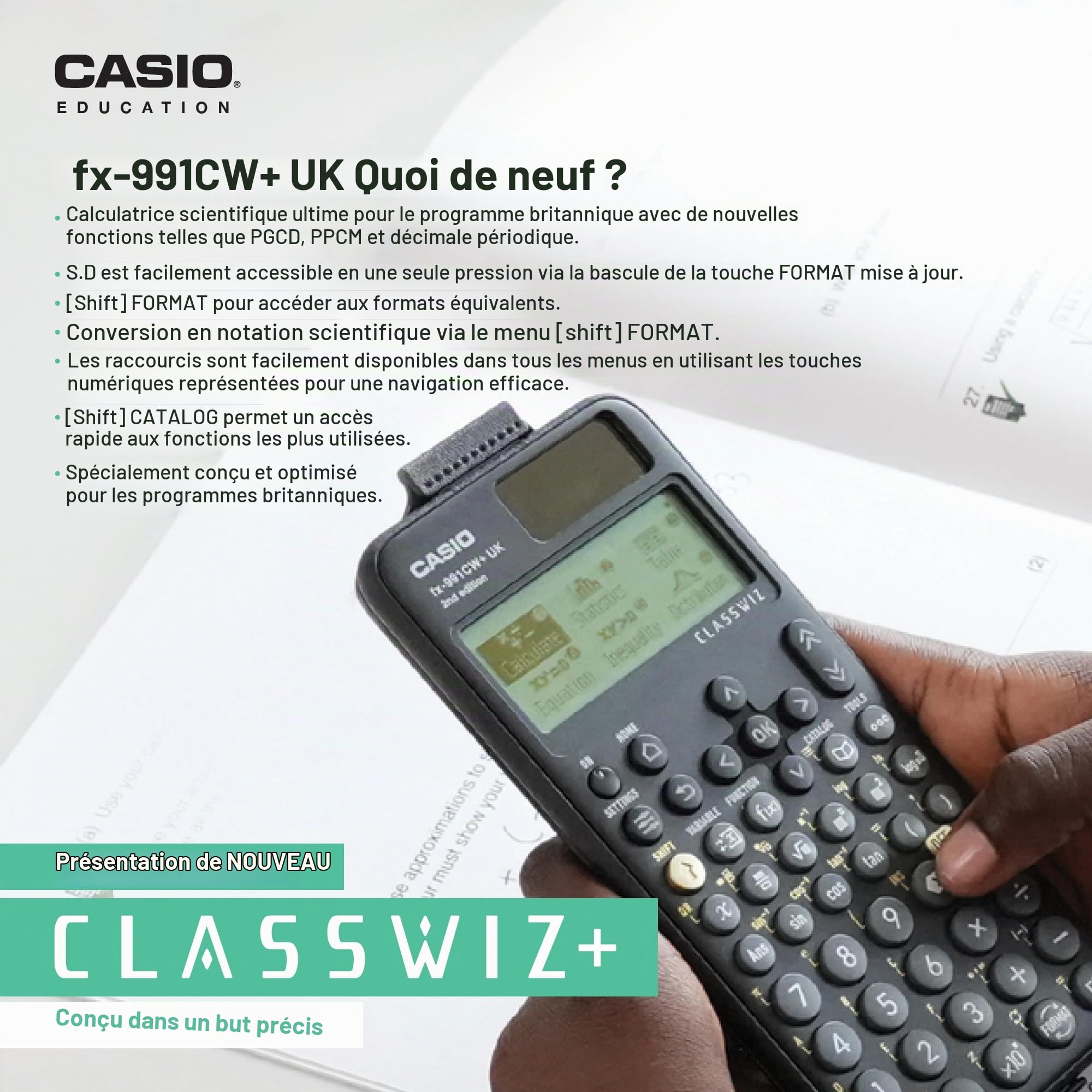 Casio Calculatrice Scientifique fx-991CW+ (Version Britannique) - Mise à Niveau du modèle précédent fx-991CW