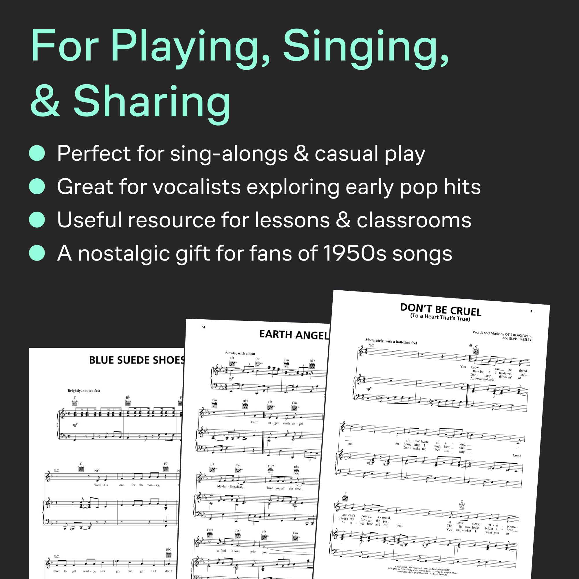 Songs of the 1950s piano, voix, guitare+enregistrements online: 100 Songs With Online Audio Backing Tracks, Piano, Vocal, Guitar (Decade Series)
