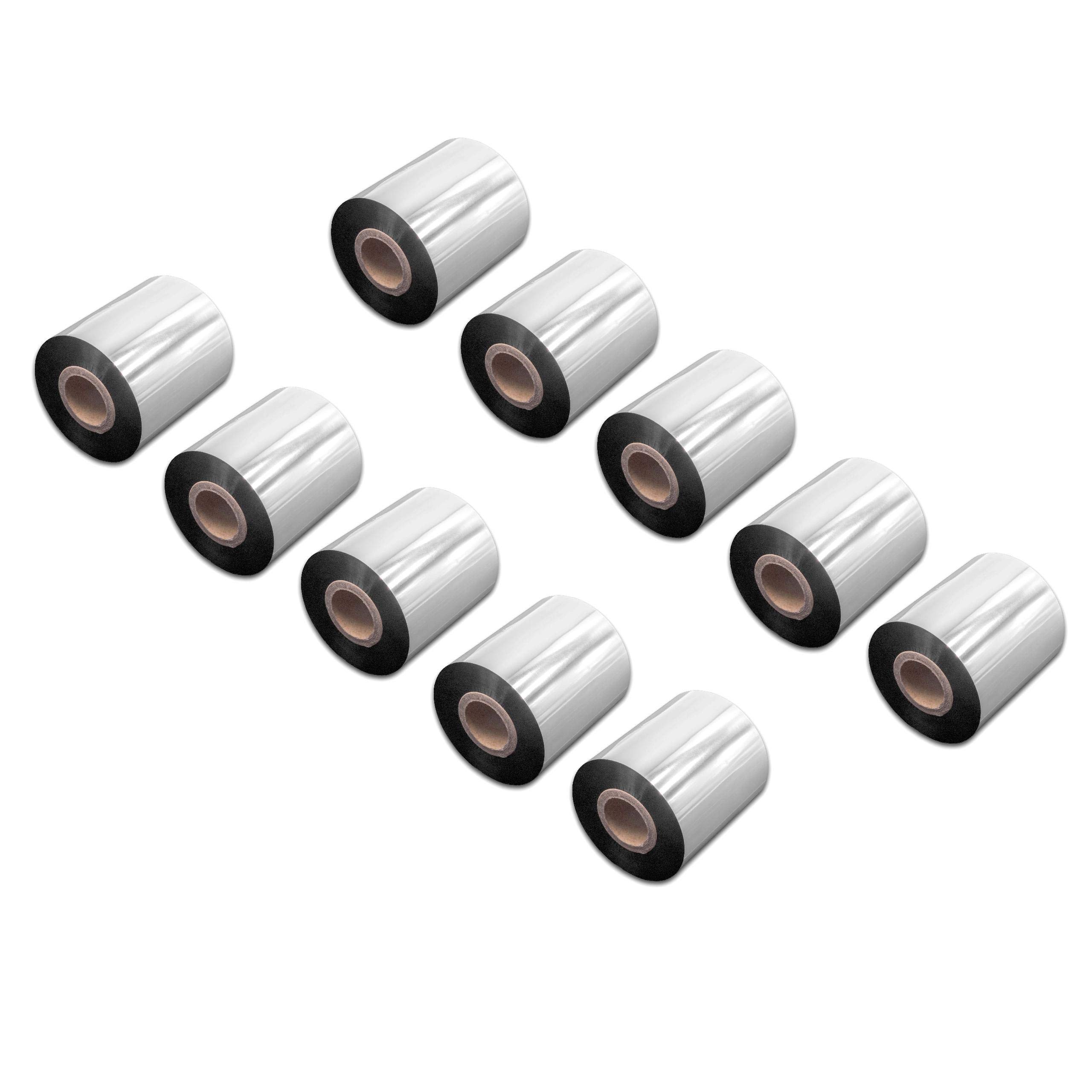 vhbw 10x Thermotransfer-Band kompatibel mit TSC TE310 | TE300, TE210, TTP-2410M Drucker Etikettendrucker, Wischfest, 70 mm x 300 m, Wachs Harz Schwarz