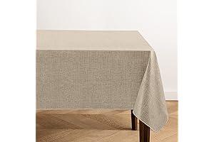 Elrene Home Fashions Monterey Linen Inspired Water- and Stain-Resistant 52x70 Vinyl Tablecloth with Flannel Backing