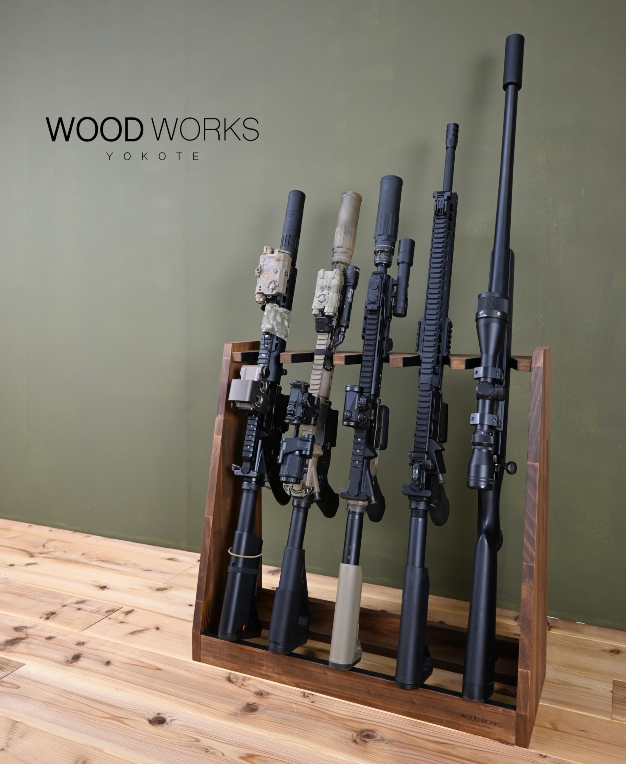 Amazon.co.jp: WOOD WORKS 日本製 ライフルスタンド 5丁掛 (ブラウン