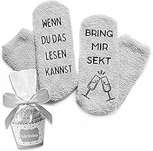 Fluffy Luxury Wine / Gin Socks with Funny Text in German / English, Cosy Socks, Original Gift for Men and Women for Christmas, One Size