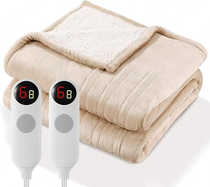 Review Electric Blanket Throw Queen Size 90”×84” with 6 Heating Levels & 8 Hours Auto-Off, Soft Flannel Heated Blanket with Fast Heating for Home Office, Machine Washable Review Electric Blanket Throw Queen Size 90”×84” with 6 Heating Levels & 8 Hours Auto-Off, Soft Flannel Heated Blanket with Fast Heating for Home Office, Machine Washable