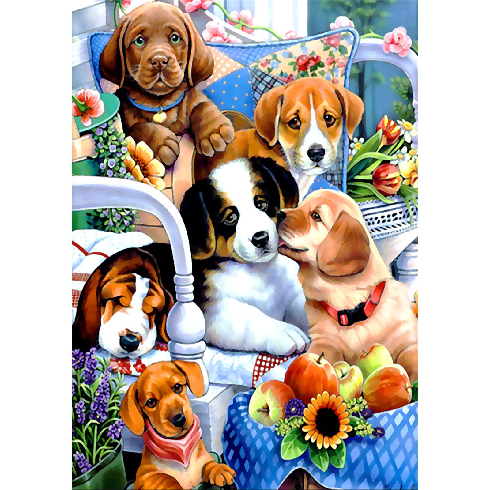 Cuadro Diamantes 30 x 40 cm Pintura de Diamante Personalizada Diamond Painting Kit Completo Bordado Punto de Cruz Pintura Manualidades con Diamantes (Perros)