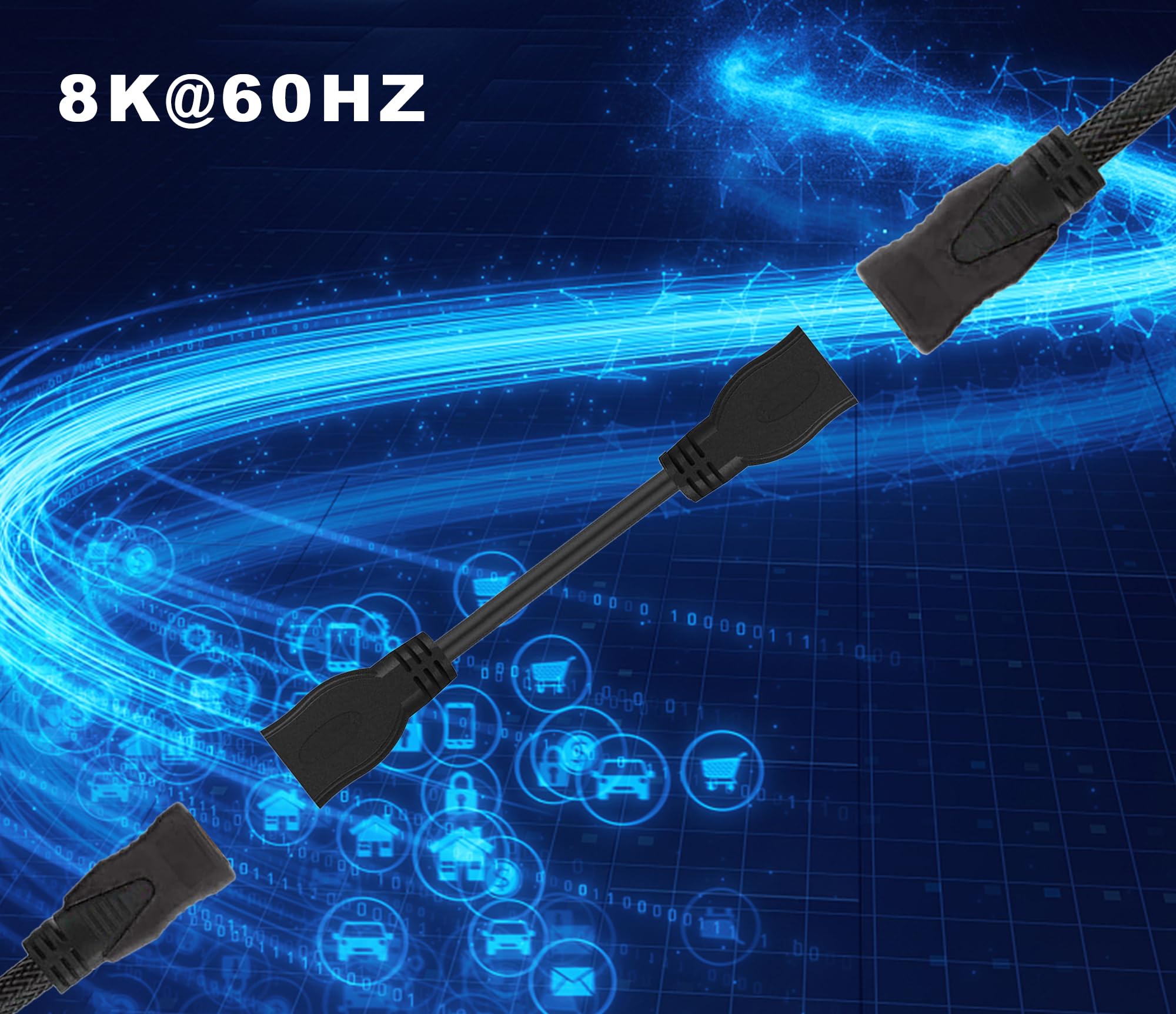 Cavo di prolunga HDMI 8K da femmina a femmina, 3,5 m, ad alta velocità, supporta 8K a 60 Hz, adatto per computer, cavo ad alta definizione per set-top box TV, connettore femmina a femmina