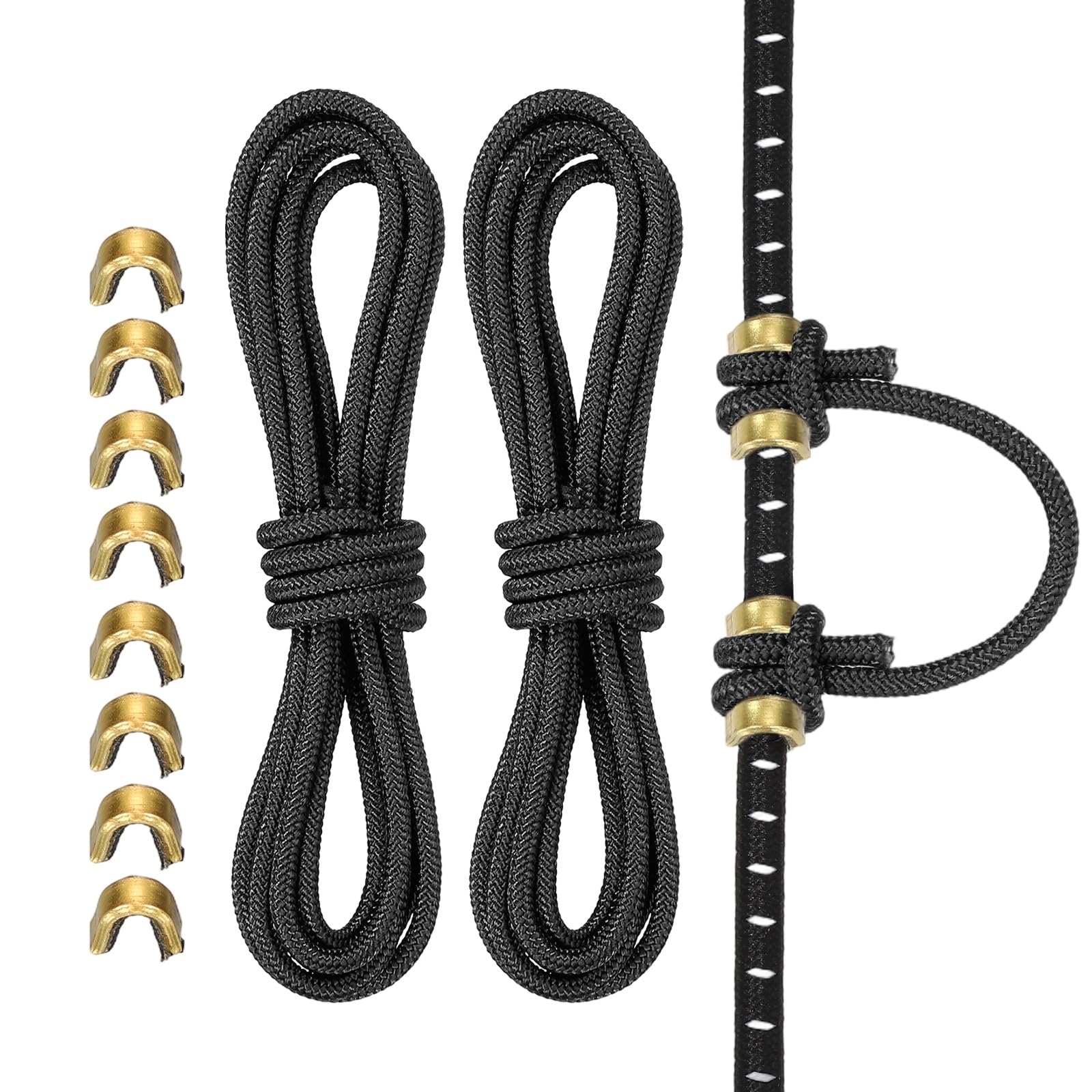 YELARXI Archery D Loop Rope, Bow String D Loop Rope Thread Release Material with Brass Nock Points 3 ft & 2 Pcs & Black -Fitting for (Compound Bow Strings/Archery Accessories)