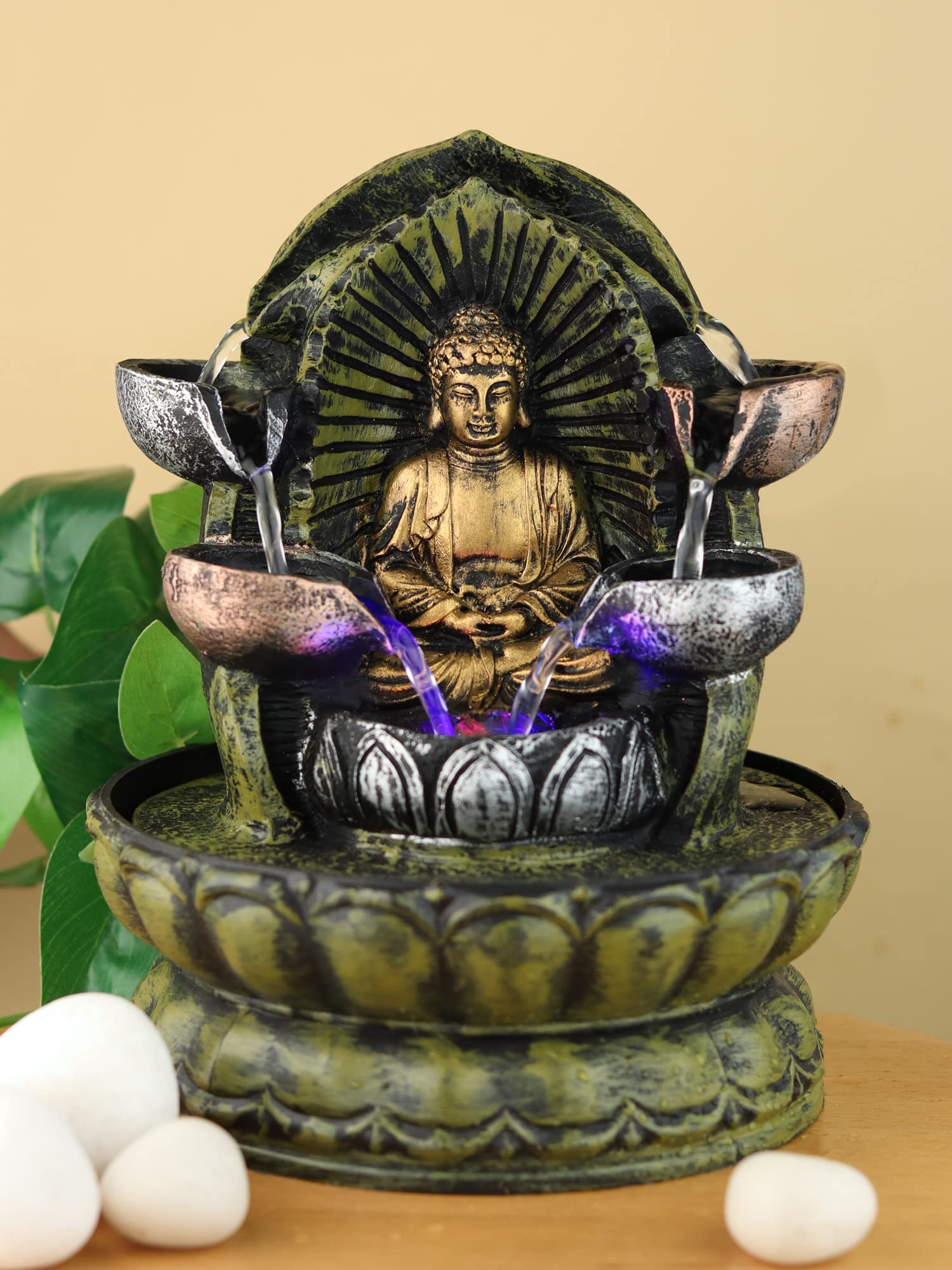 Resin Lord Buddha Tabletop Waterfall Fountain Fengshui Indoor Decoration Zen Fountain For Home Office Bedroom Decor Multicolour-image-33