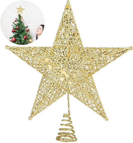 ADXCO Decoración de metal para árbol de Navidad con purpurina para árbol de Navidad con alambre brillante para decoración navideña