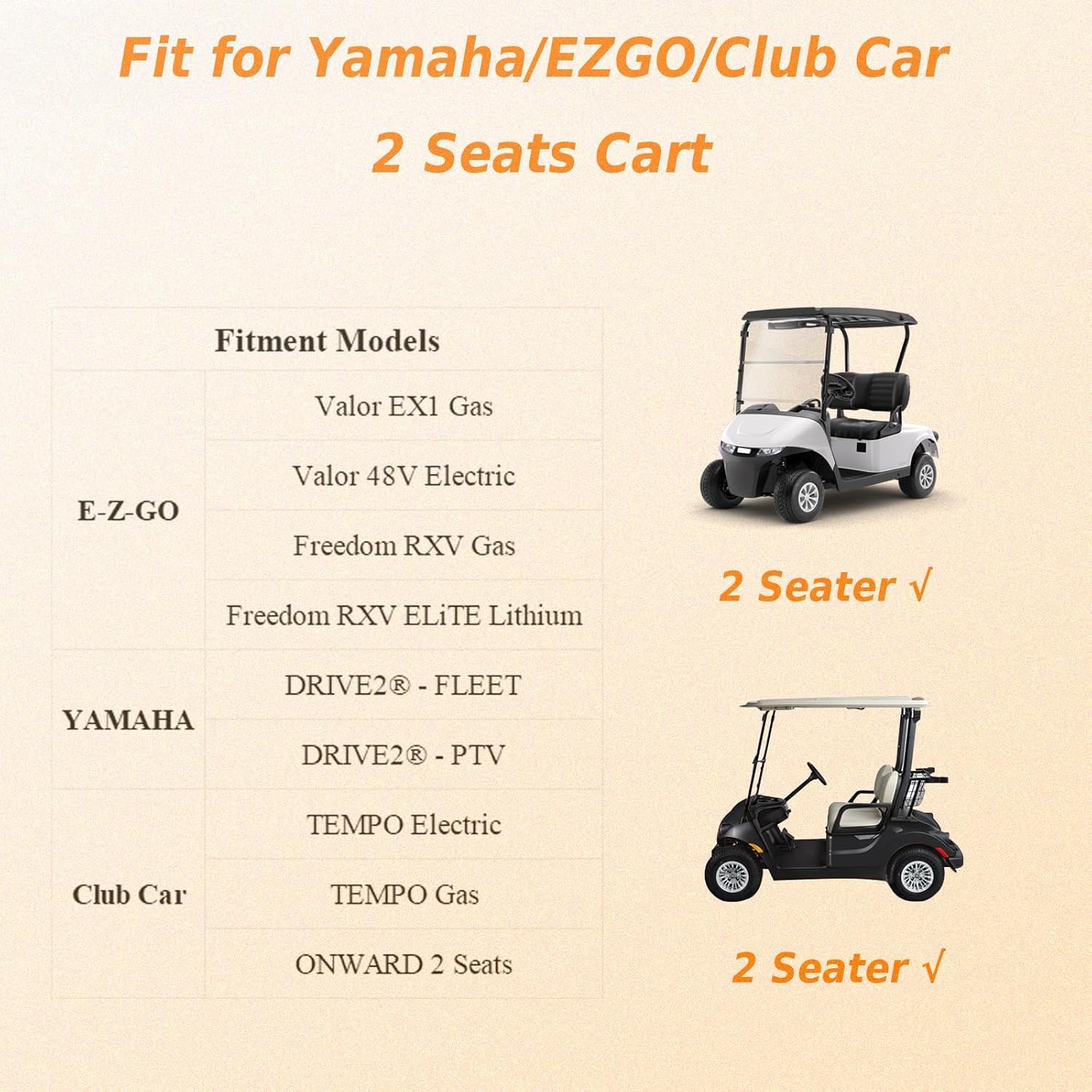 Golf Cart Cover 2 Passengers 420D Heavy Duty Waterproof Windproof Dustproof Universal Compatible with Club Car,EZGO,Yamaha,Golf Cart Rain Cover with Storage Bag