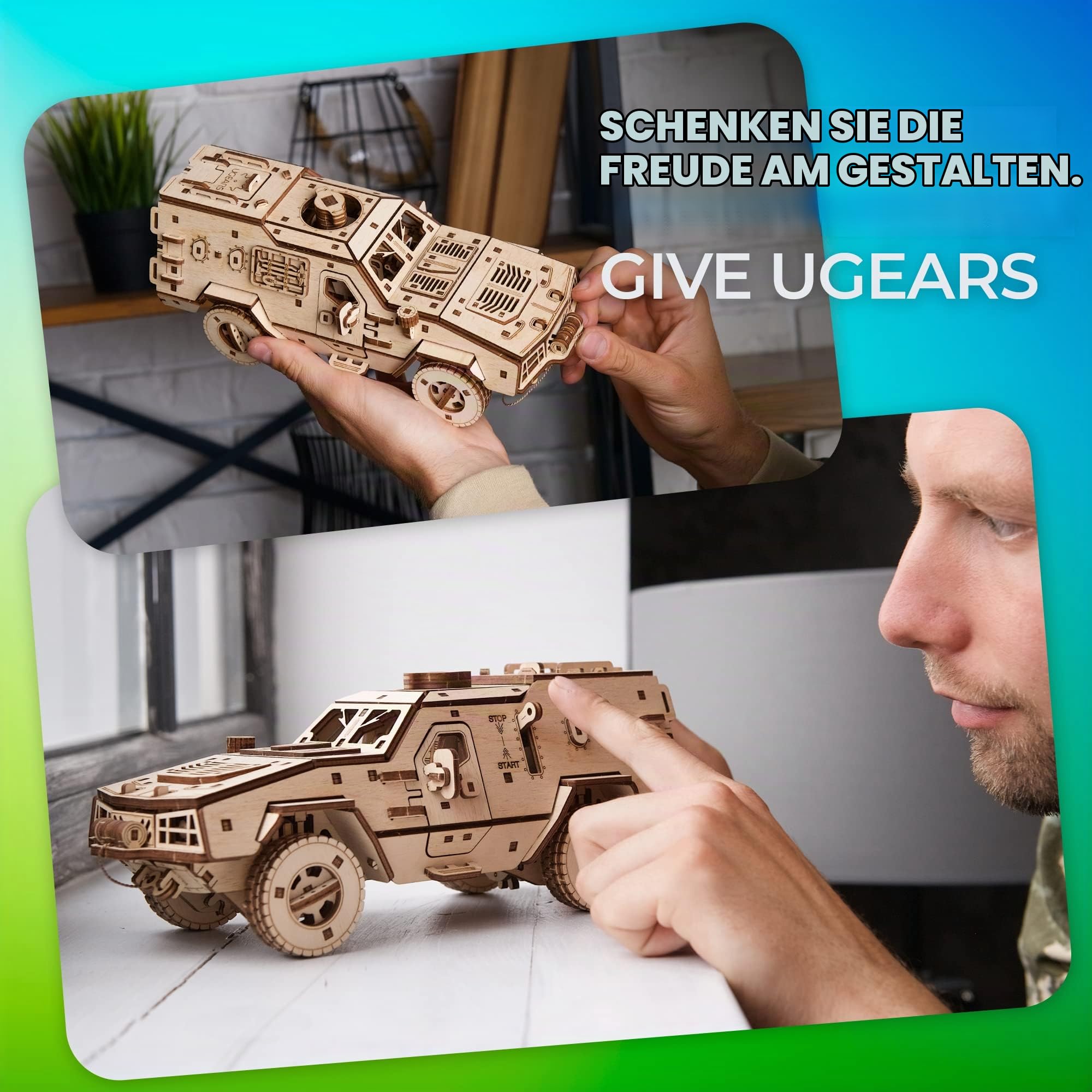Ugears Dosor-b Kampffahrzeug 3D Holzpuzzle Für Erwachsene - 3D Puzzle Holz Auto Modellbausatz Erwachsene - Modellbau Holz Kampfwagen Bausatz - Magicholz Wagen Modelle Für Den Kreativen Bastelspaß
