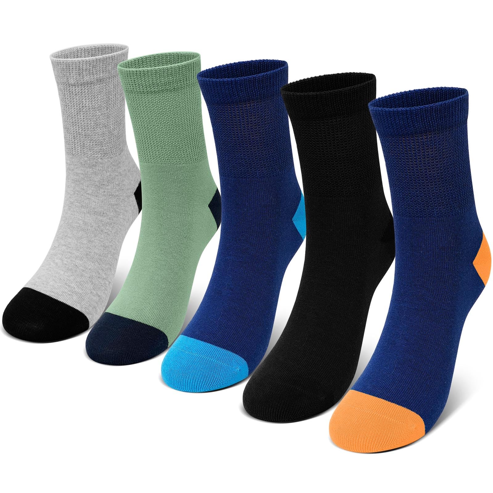 PUTUO Kinder Socken für Jungen Mädchen: Nahtlose Kindersocken mit Weitem Bund – Weiche Atmungsaktiv Unisex Kinder Strümpfe Größe 23-26 für Schule Alltag 5 Paar Bunte