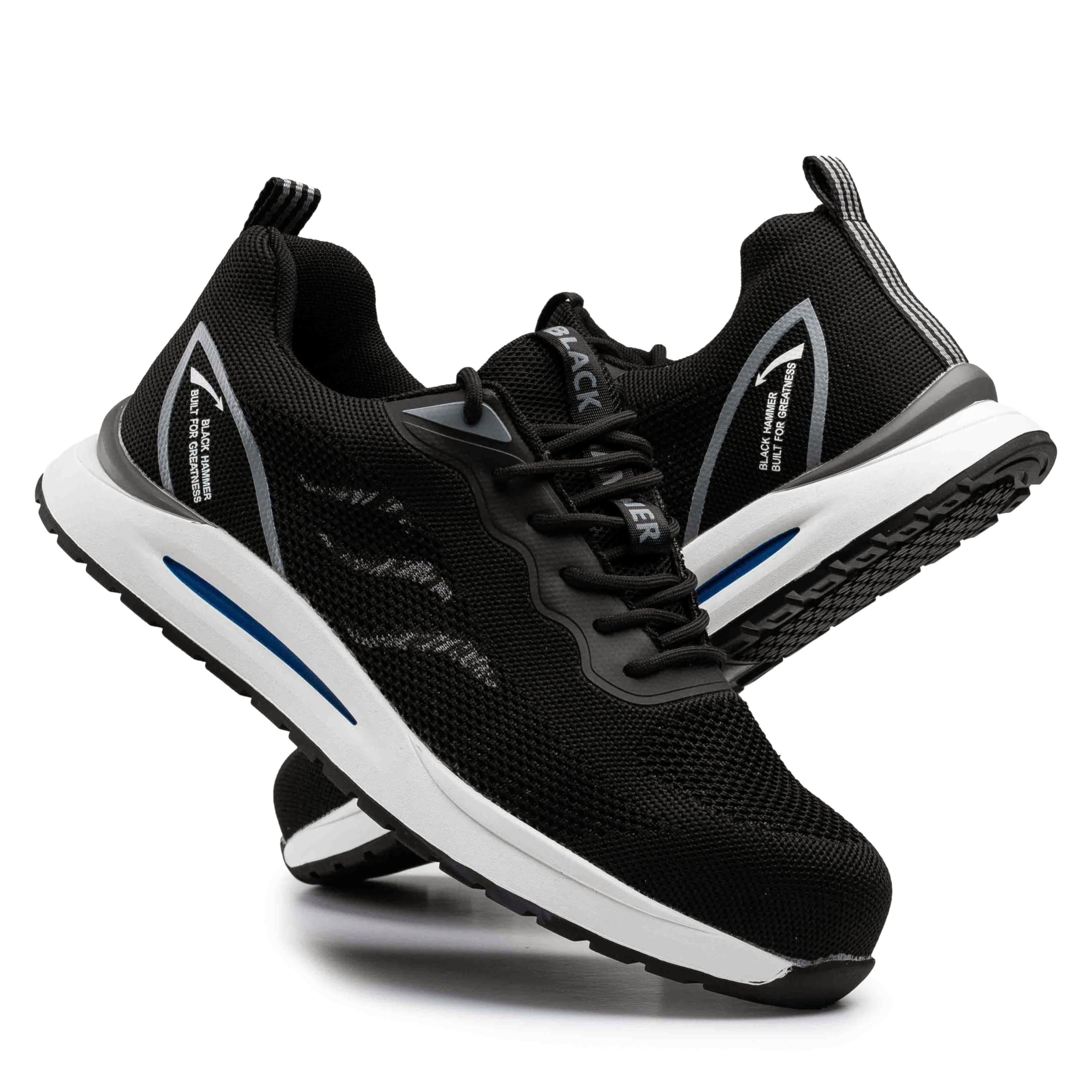 BLACK HAMMER Scarpe Sportive Antinfortunistiche da Uomo Punta in Acciaio e Intersuola Protettiva Calzature Leggere da Lavoro in Rete Comoda Resistente all'Acqua per Professionisti 2300