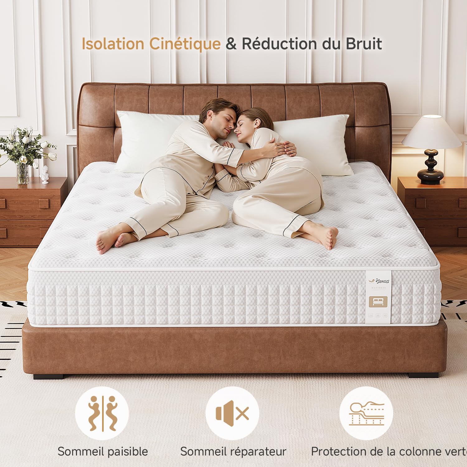 Matelas 160 x 200 cm, Épaisseur 28cm, 9 Zones de Confort, Matelas à Ressorts Ensachés et à Mémoire de Forme, Hybride Matelas,H3 H4 Moyenne Ferme, Doux pour La Peau et Respirant，Soutien Parfait