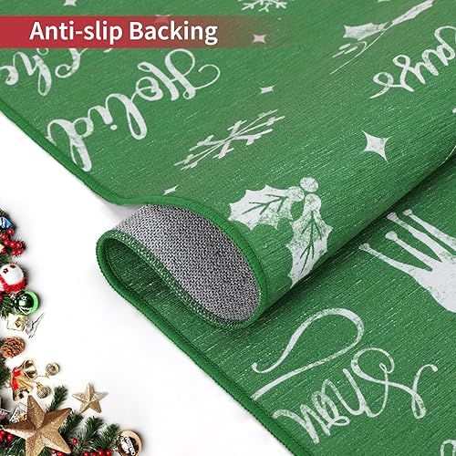 Miniatura 5 de Tapete de entrada de Navidad de 2 x 3 pulgadas, pequeño, lavable, tapete bohemio de Navidad, tapete decorativo con copos de nieve, para dormitorio,